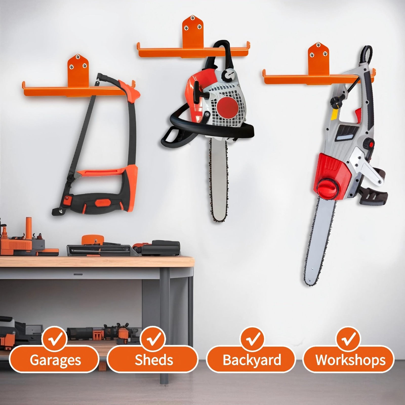 Heavy Duty Backpack Leaf Blower Wall Mount Rack Garage Organizer 150lb Steel New