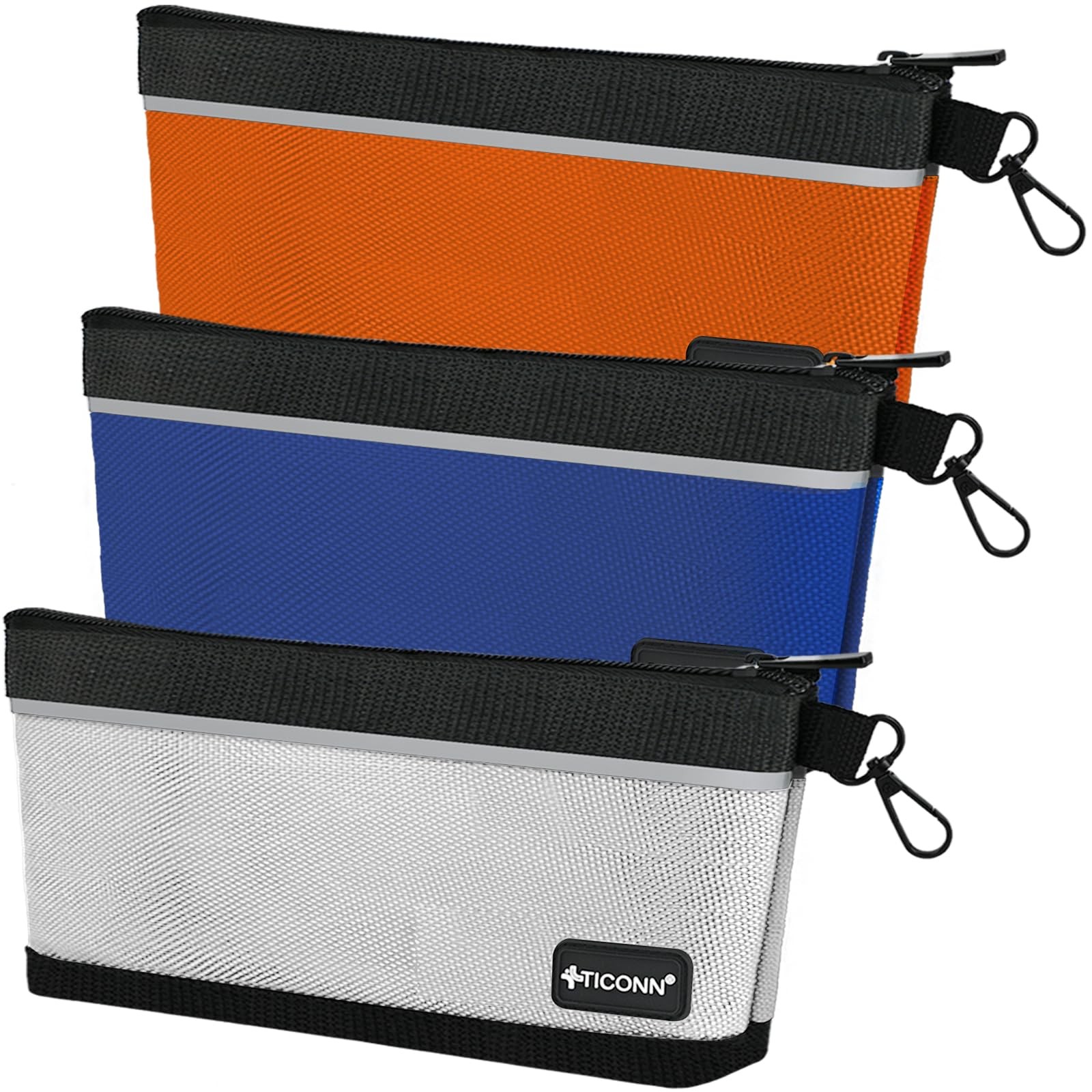 3PK Tool Pouches with Zipper, Waterproof 1680D Oxford Small Tool Bag