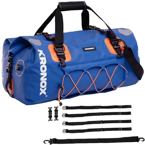 Motorcycle Duffel Bag Waterproof, 25L Blue – Durable Motorcycle Luggage & Sad…