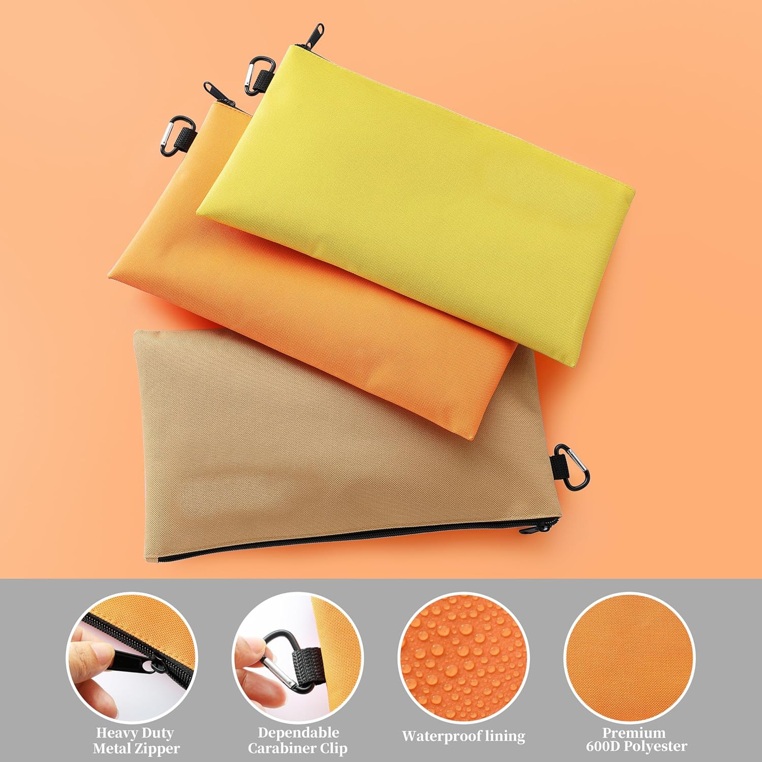 3PCS Tool Pouches with Zipper | Premium, Small Tool Bags, Utility Zipper Pouch,