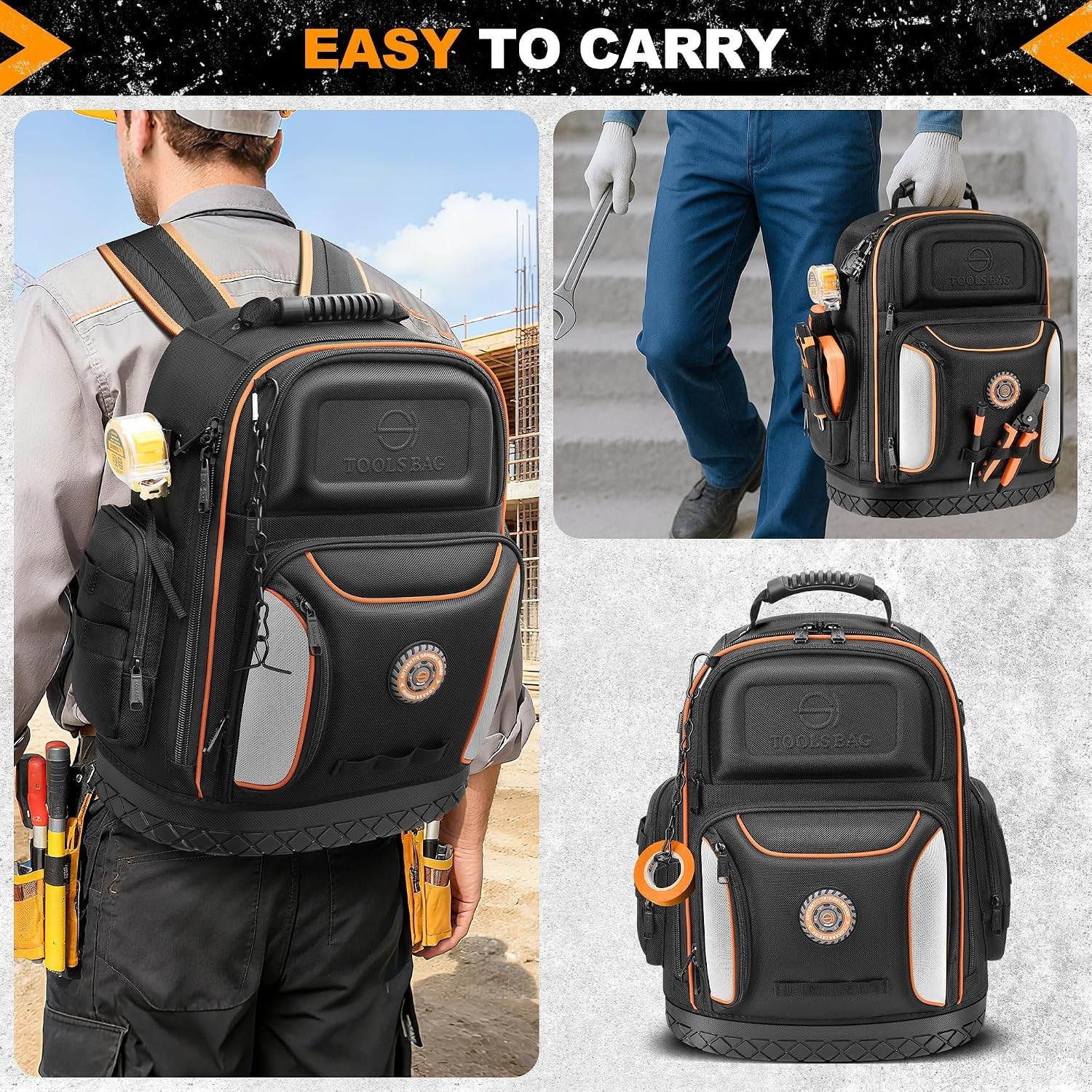 Ultimate 18.1-Inch Tool Organizer Backpack – 75 Pockets with Combination Lock