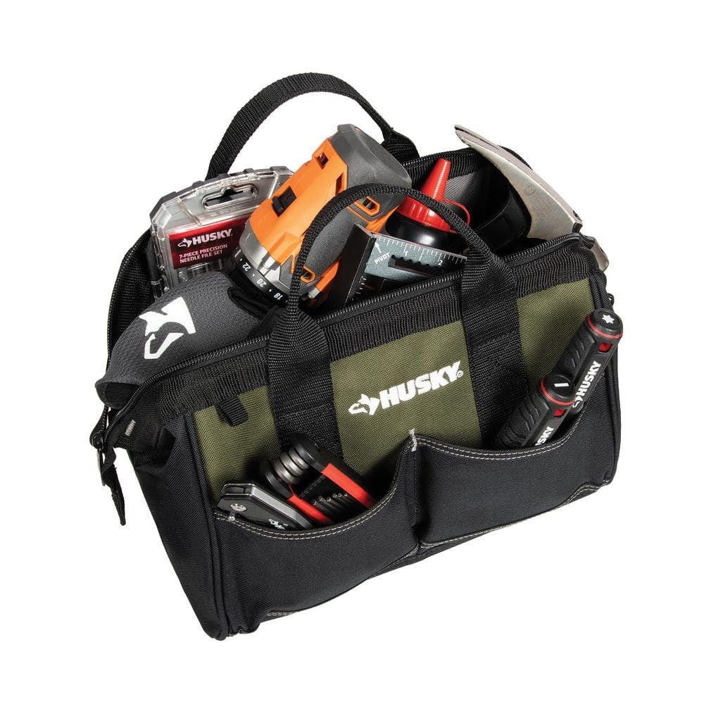 Husky Army Green 12 in. Tool Bag