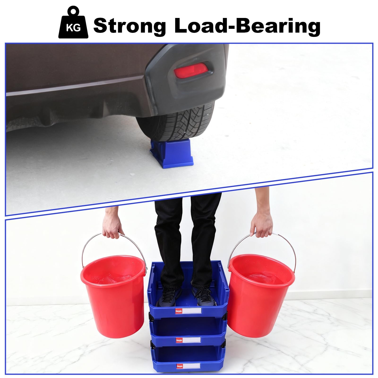 Blue Red Stackable Plastic Hanging Small Parts Storage Bins 7x5x4 12 PCS