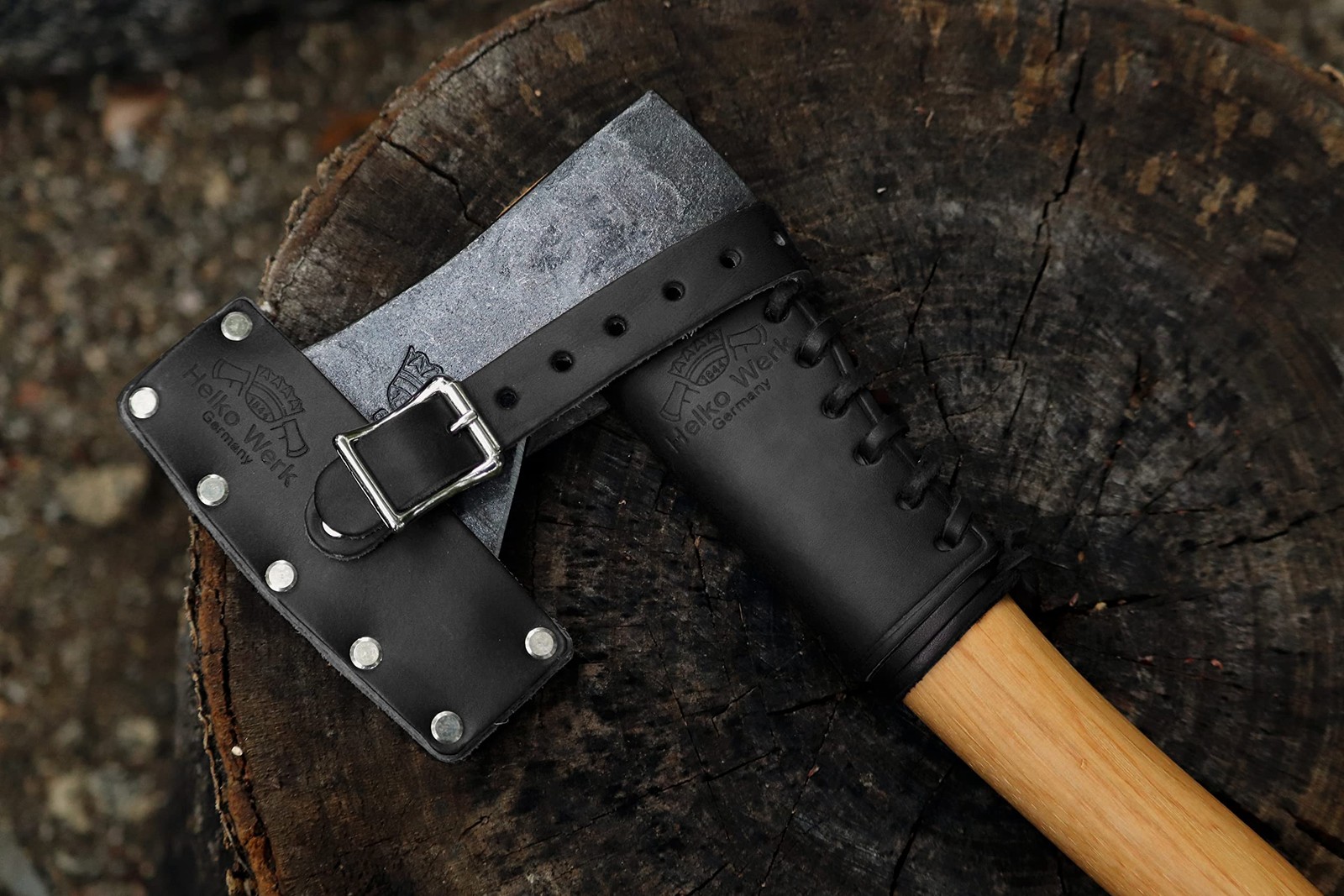 1844 Helko Werk Made in USA Genuine Leather Axe Sheath Size Medium Black (S12…