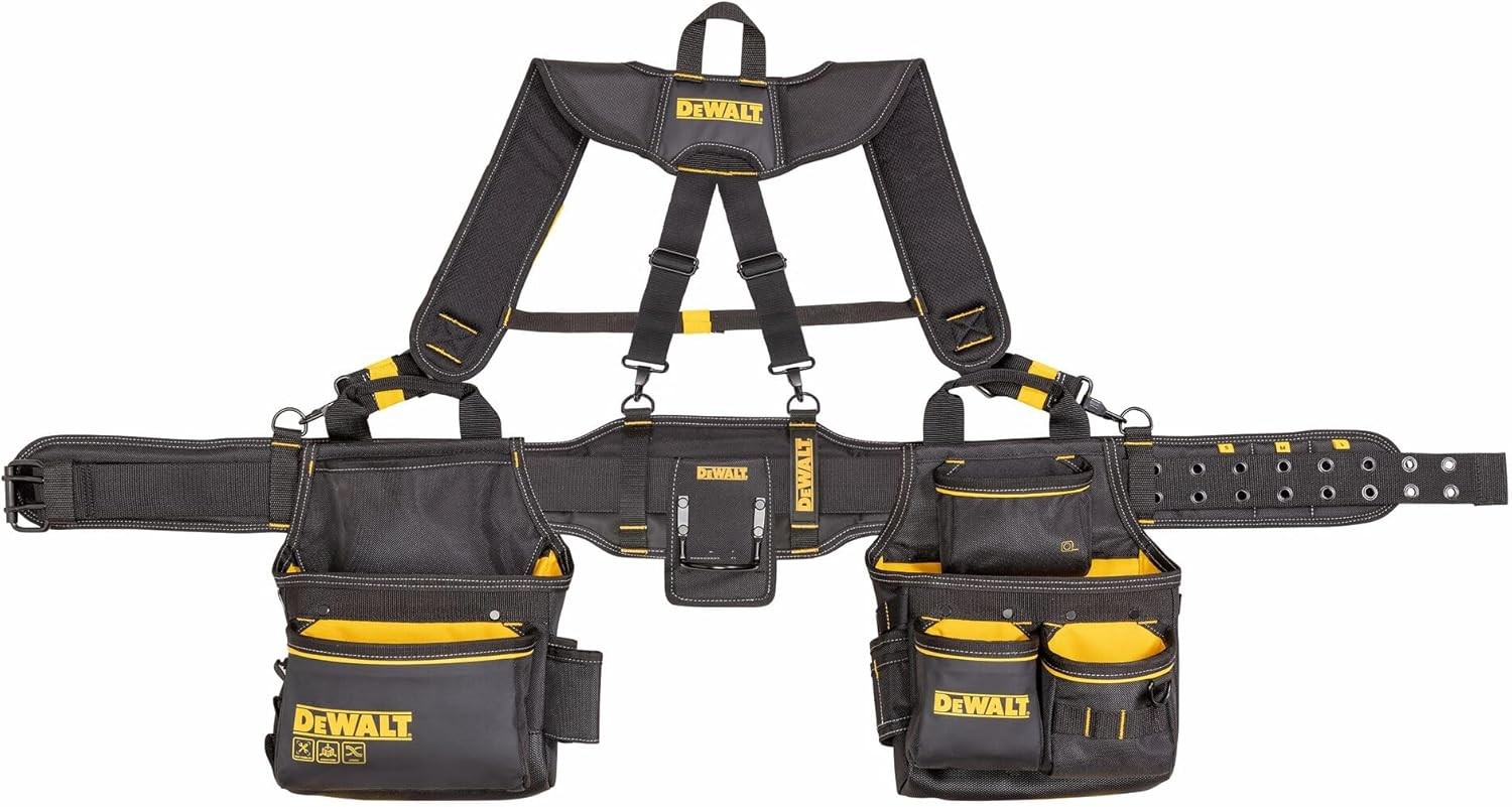 Heavy Duty Tool Belt with Suspenders and 25 Pockets for Professionals