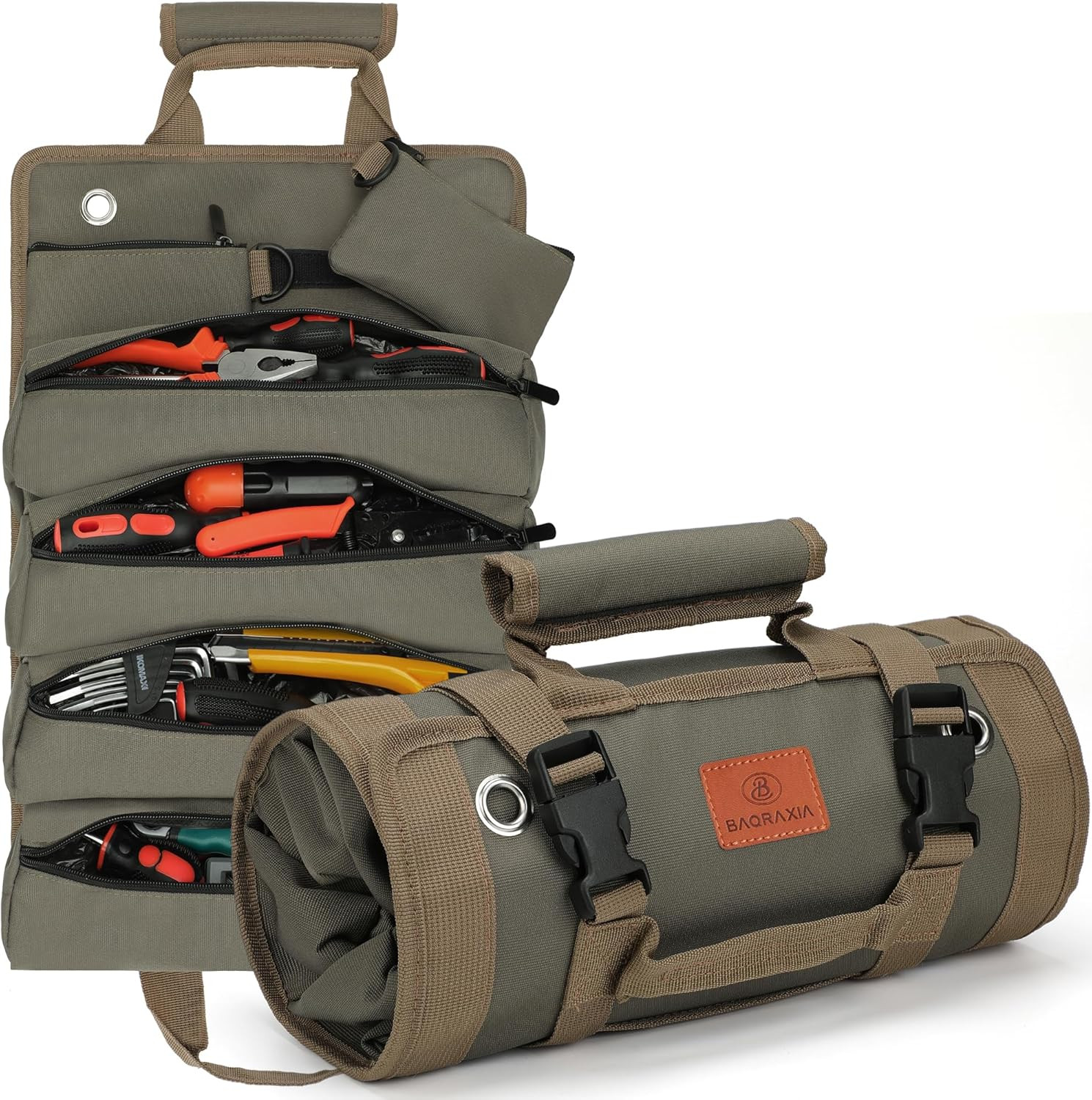 Roll Up Tool Bag Organizer – Durable Oxford Fabric, 6 Pockets, Compact/Portable