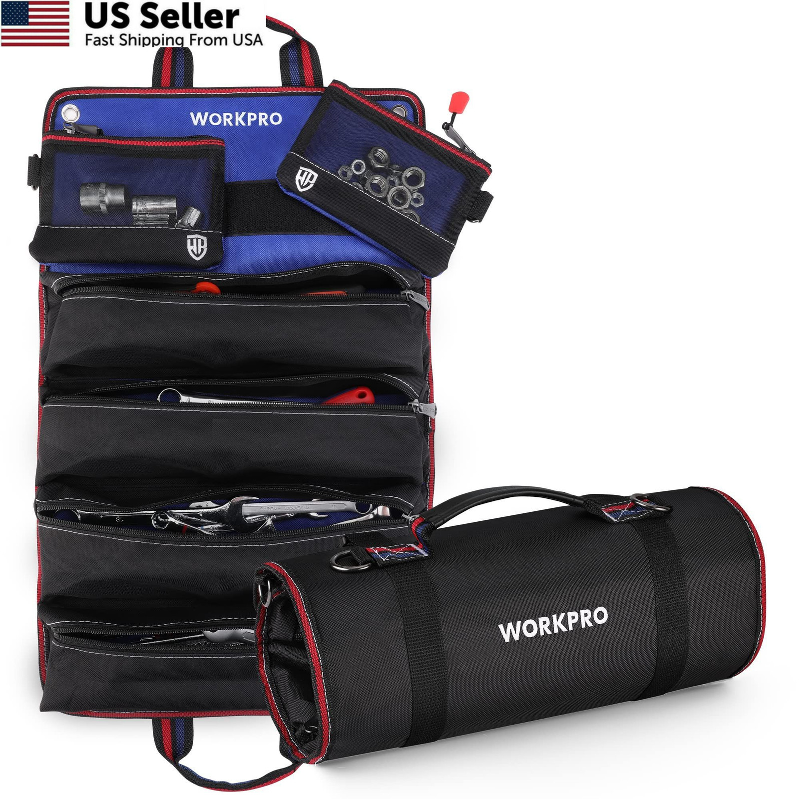 WORKPRO Roll Up Tool Bag, Bag with 22 inches x 14 inches, Black