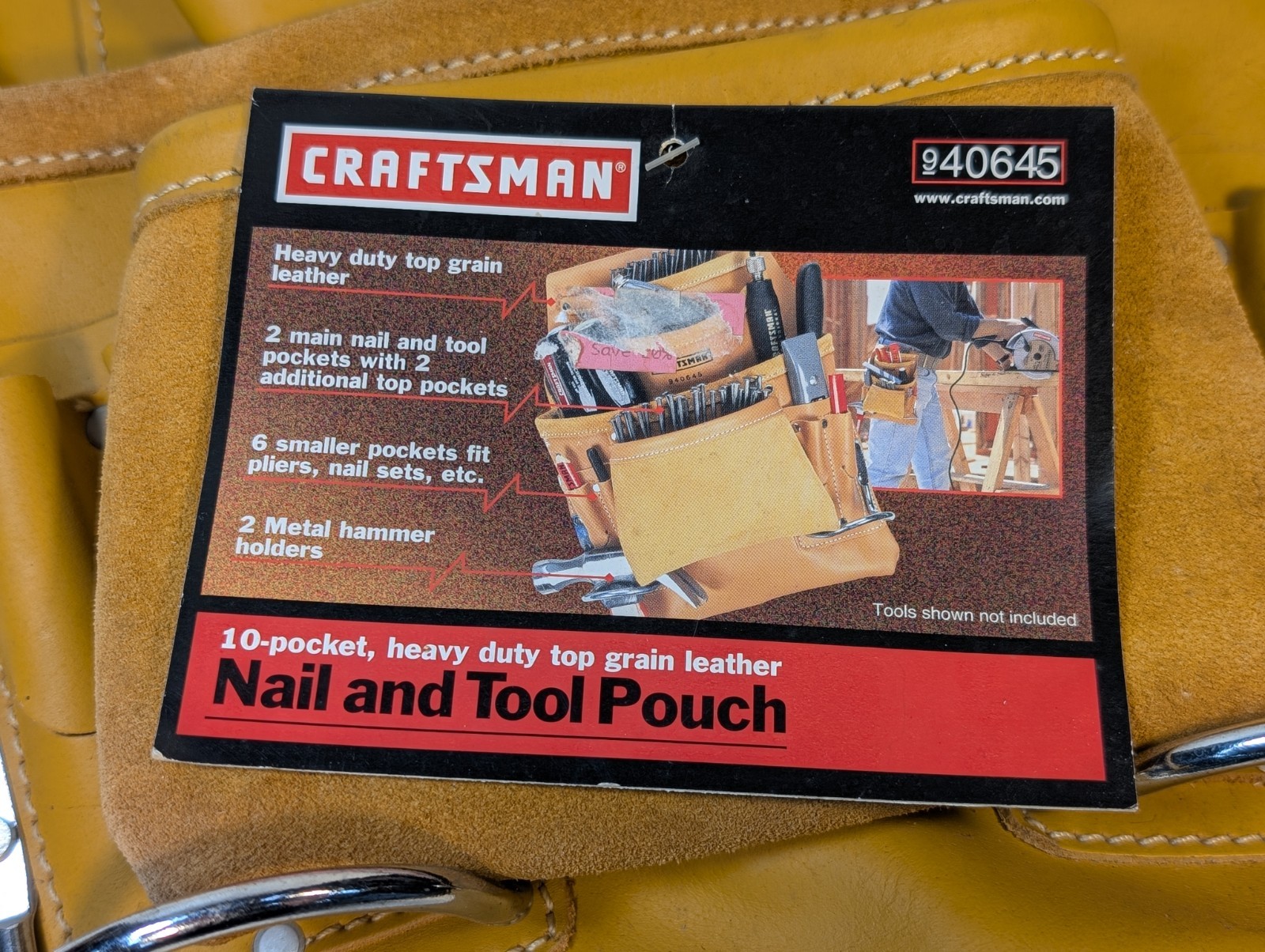 NOS Sears Craftsman Leather Nail Tool Pouch #940645 Top Grain Leather