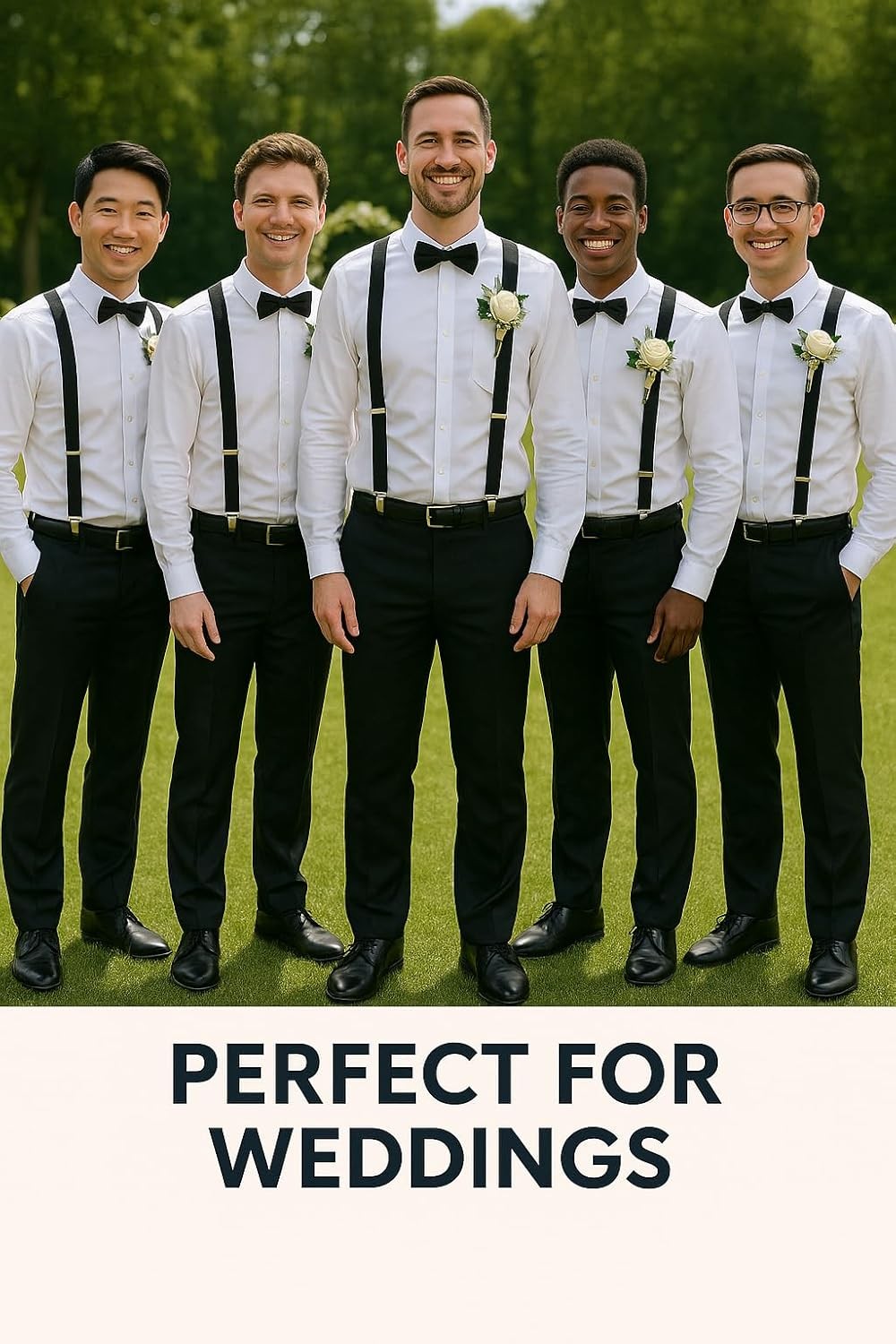 trilece Suspenders for Men – Adjustable Y Back Costume Tuxedo Dress Black