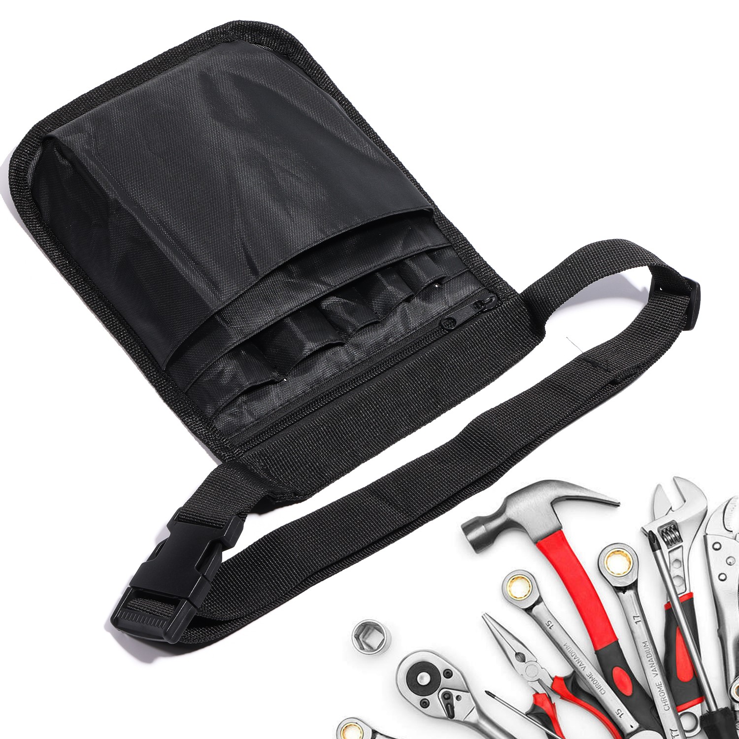 Multi-Pocket Tool Pouch Utility Organizer Pouch Waist Bag for Tools Belt Clip
