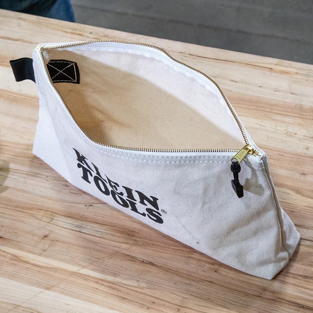Extra-Long Canvas Tool Pouch with Brass Zipper – Ideal for Professionals