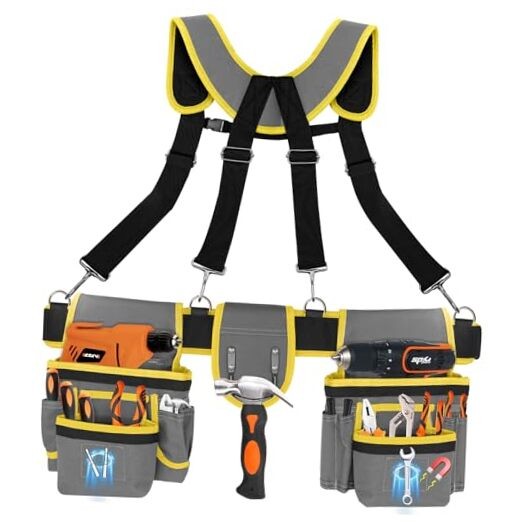 Tool Belts for Men with Magnetic Function, Large Yellow and Black