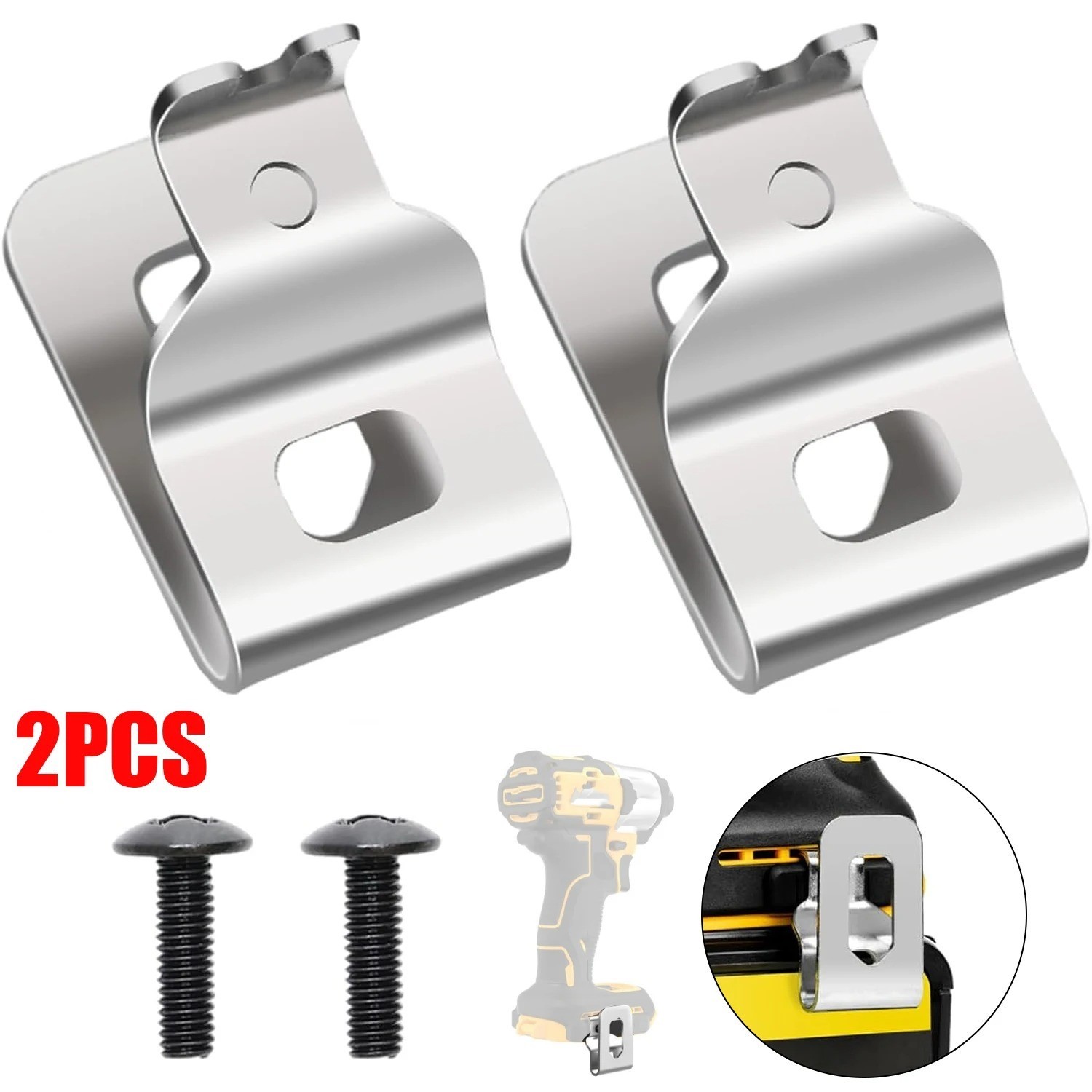 2 Pack Belt Clip Hook Cordless Drill Holder w/Screws For Dewalt 18/20V Tools