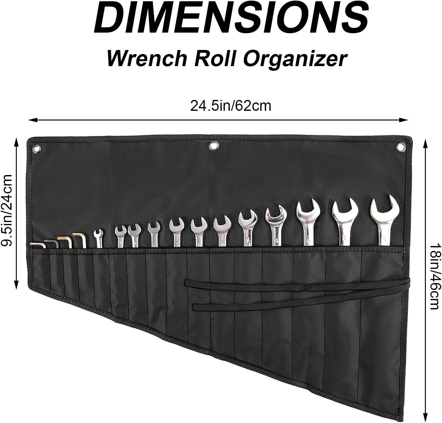 Wrench Organizer,Tool Roll Pouch – 16-Pocket Waterproof Oxford Cloth Wrench Roll