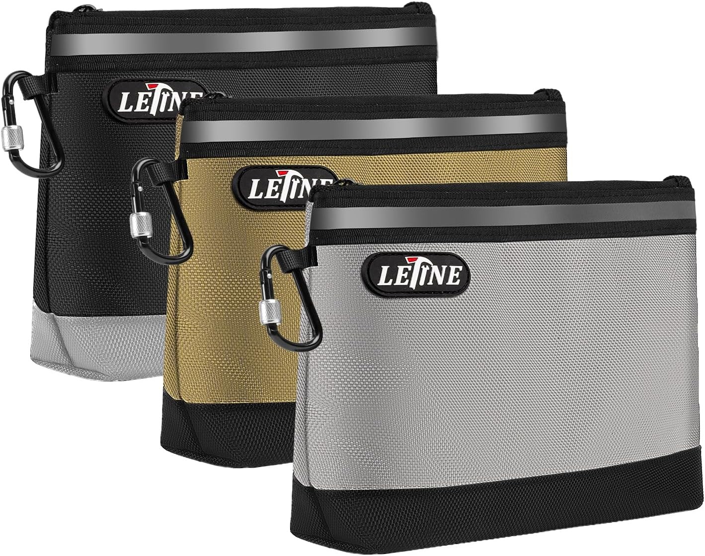 Small Tool Bag Tool Pouches with Carabiners, 1680D Oxford Water Resistant Zipper