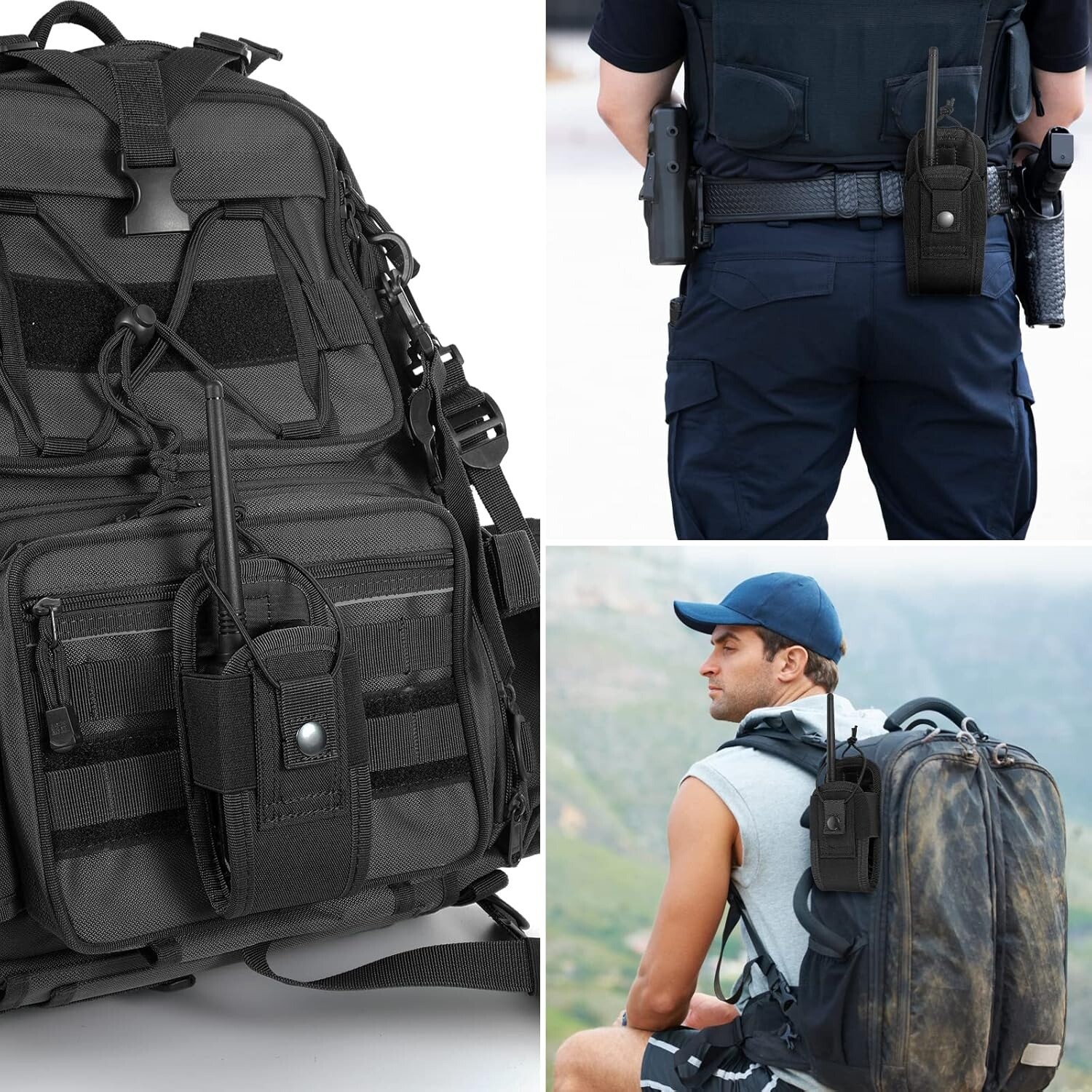Tactical Nylon Walkie Talkie & Laser Measure Tool Pouch Holster with Belt Loop