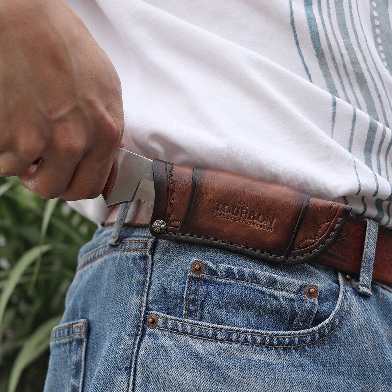 TOURBON Pocket Folding Knife Sheath 4″ Fixed Blade Belt Holster Cover Camping