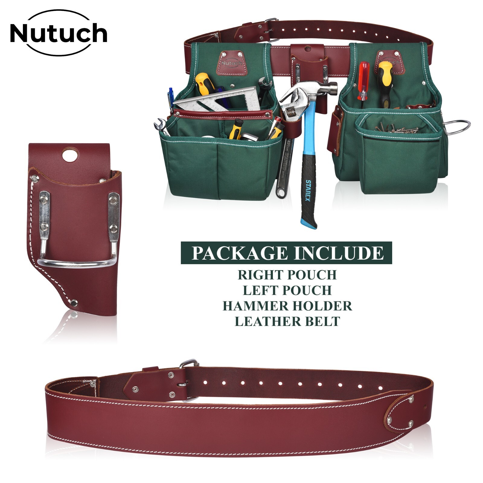 NUTUCH Nylon and Leather Tool Belt with Suspender | Electrician Tool Belts