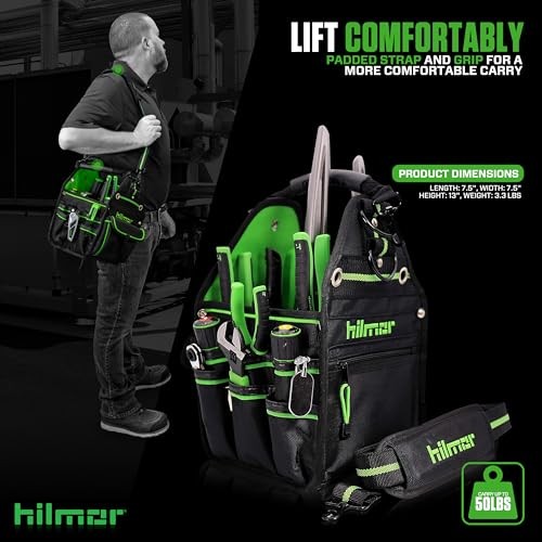 HT 1839078 HVAC Tool Bag with 27 Pockets, Key Clip, Tape Loop, Shoulder Tote