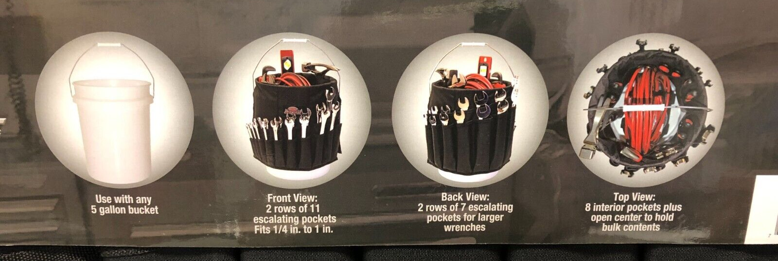 Bucket Boss Wrench Boss 12 in. W X 11-1/2 in. H Bucket Organizer Black