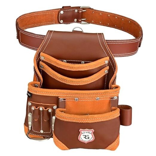 Leather Tool Belt 8 Pockets Leather Tool Pouch | Carpenters Standard Maroon