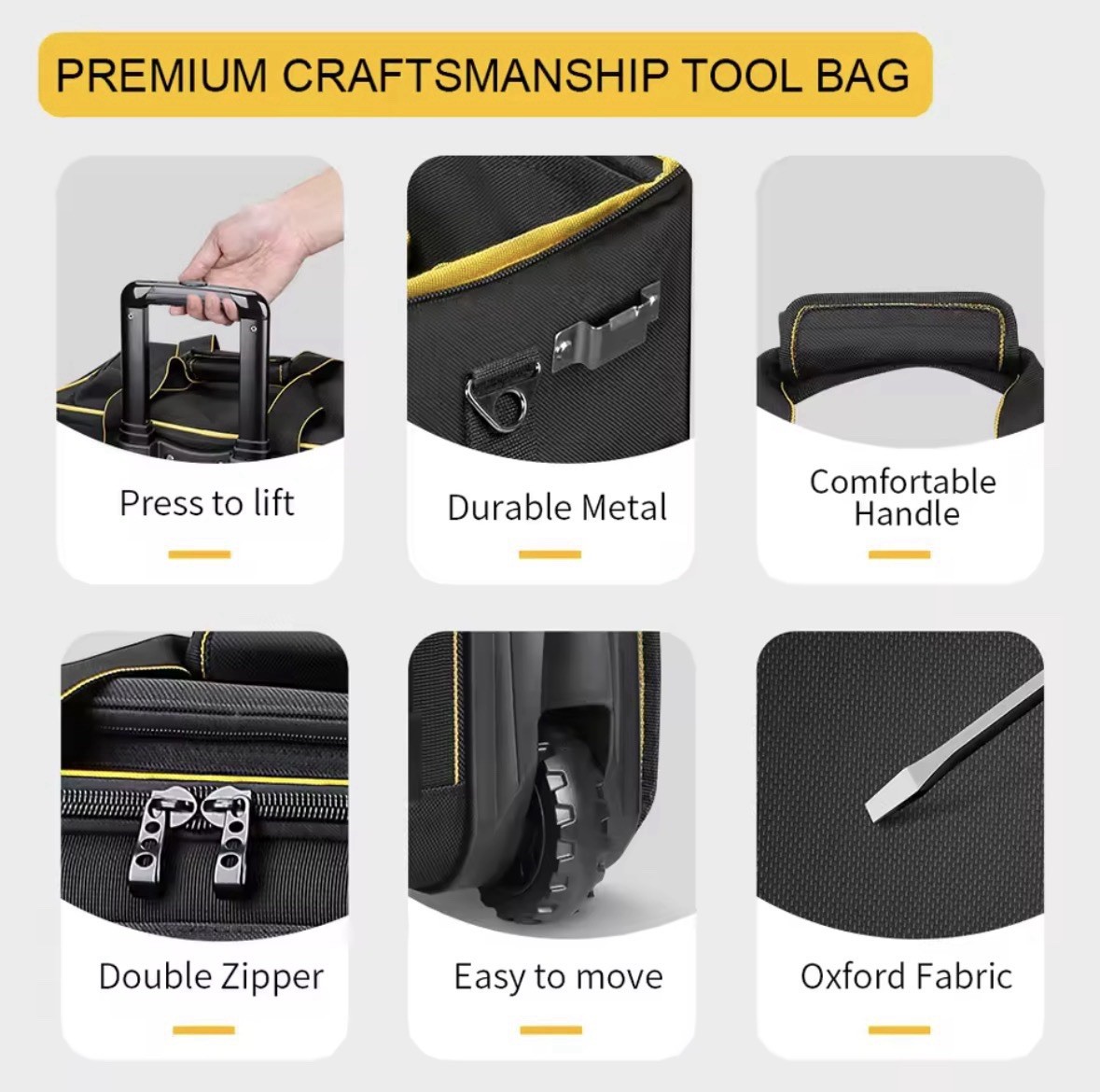 Winhunt Rolling Tool Bag with Wheels Heavy Duty Storage Organizer, Rolling Bag
