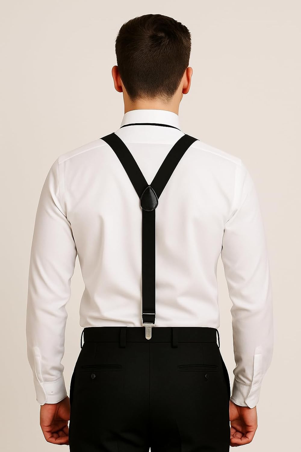 trilece Suspenders for Men – Adjustable Y Back Costume Tuxedo Dress Black
