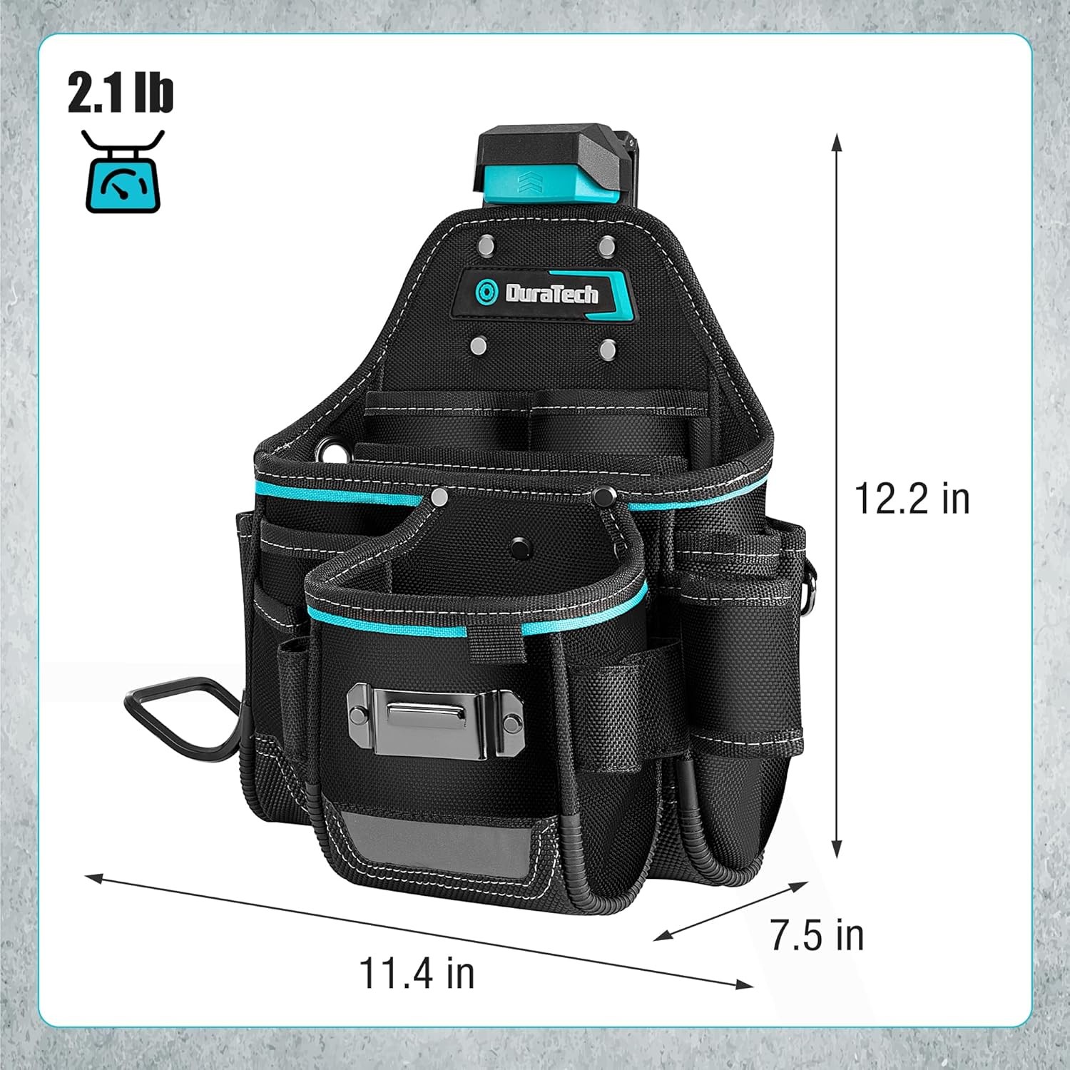 DuraTech Tool Pouch with Belt Clip, Electrician Tool Pouch with Tape Measure Hol