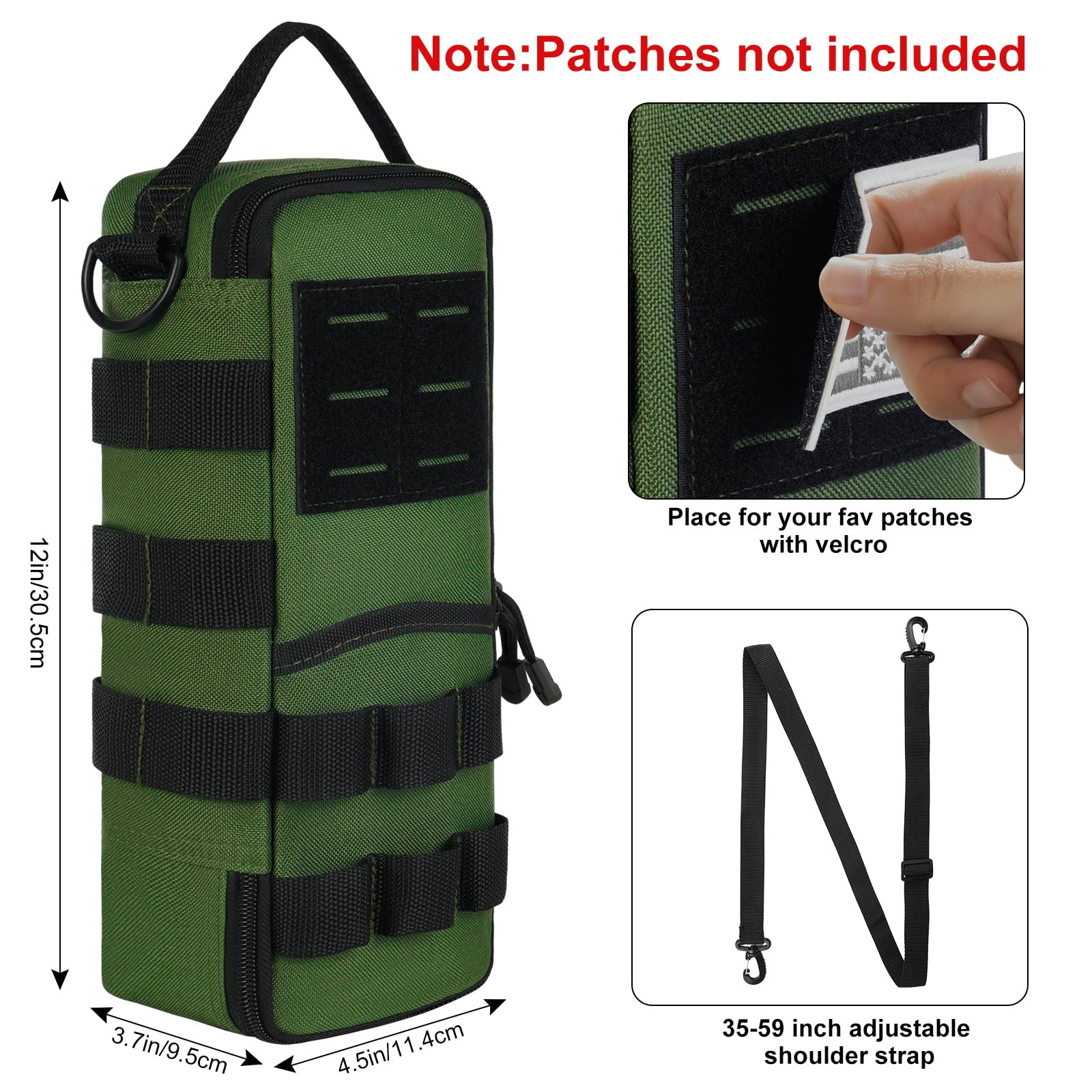 Heavy Duty Small Tool Bags for Men 12.2 x 5 x 4 inches, Black + Army Green