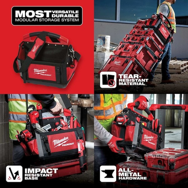 Milwaukee Tool 48-22-8315 Packout™ 15″ 32 Pocket Tear-Resistant Tool Tote