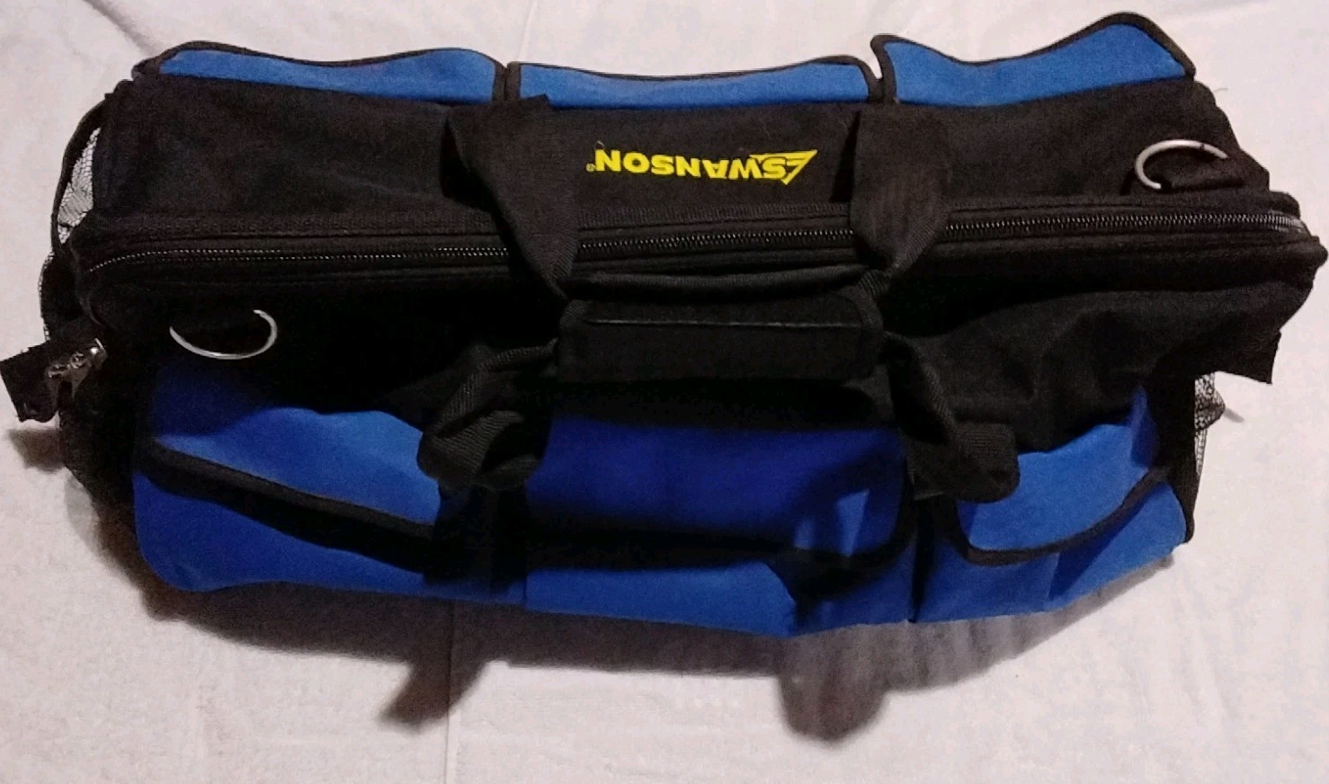 SWANSON TOOL CO 27″×14″×12″ BLUE & BLACK NYLON TOOL BAG WITH ZIPPER POCKETS…
