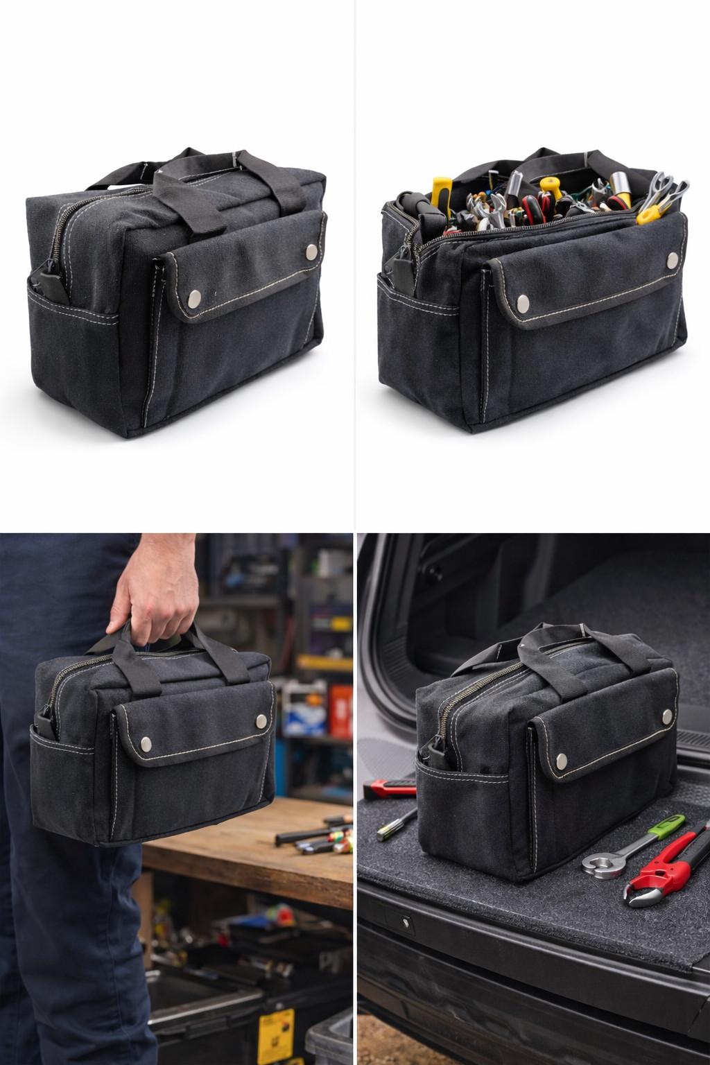 Canvas Military Duffle Bag Water-Resistant Double Zipper Heavy Duty-USA STOCK