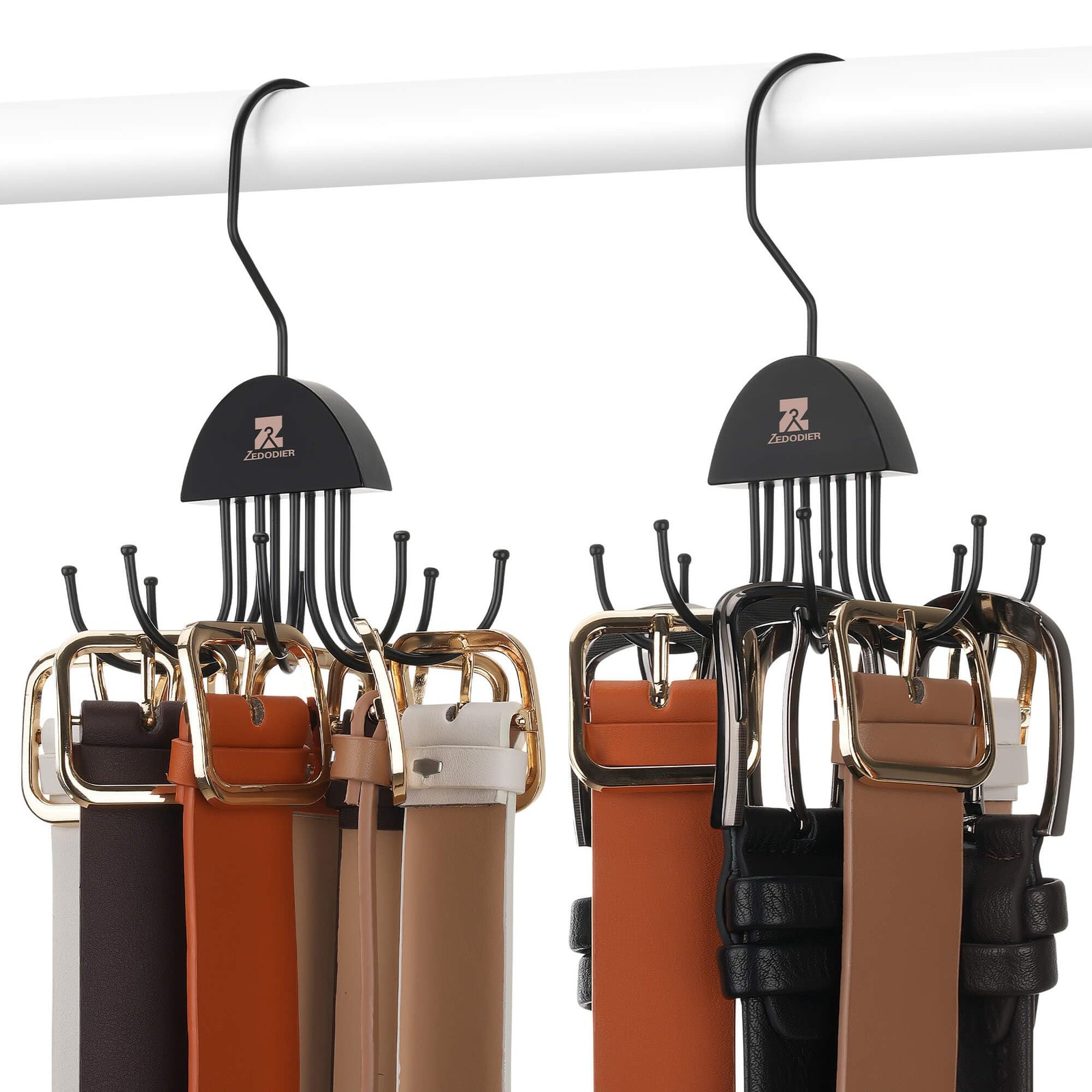 ZEDODIER 2 Pack Belt Hanger, Organizer for 2 Belt, Black