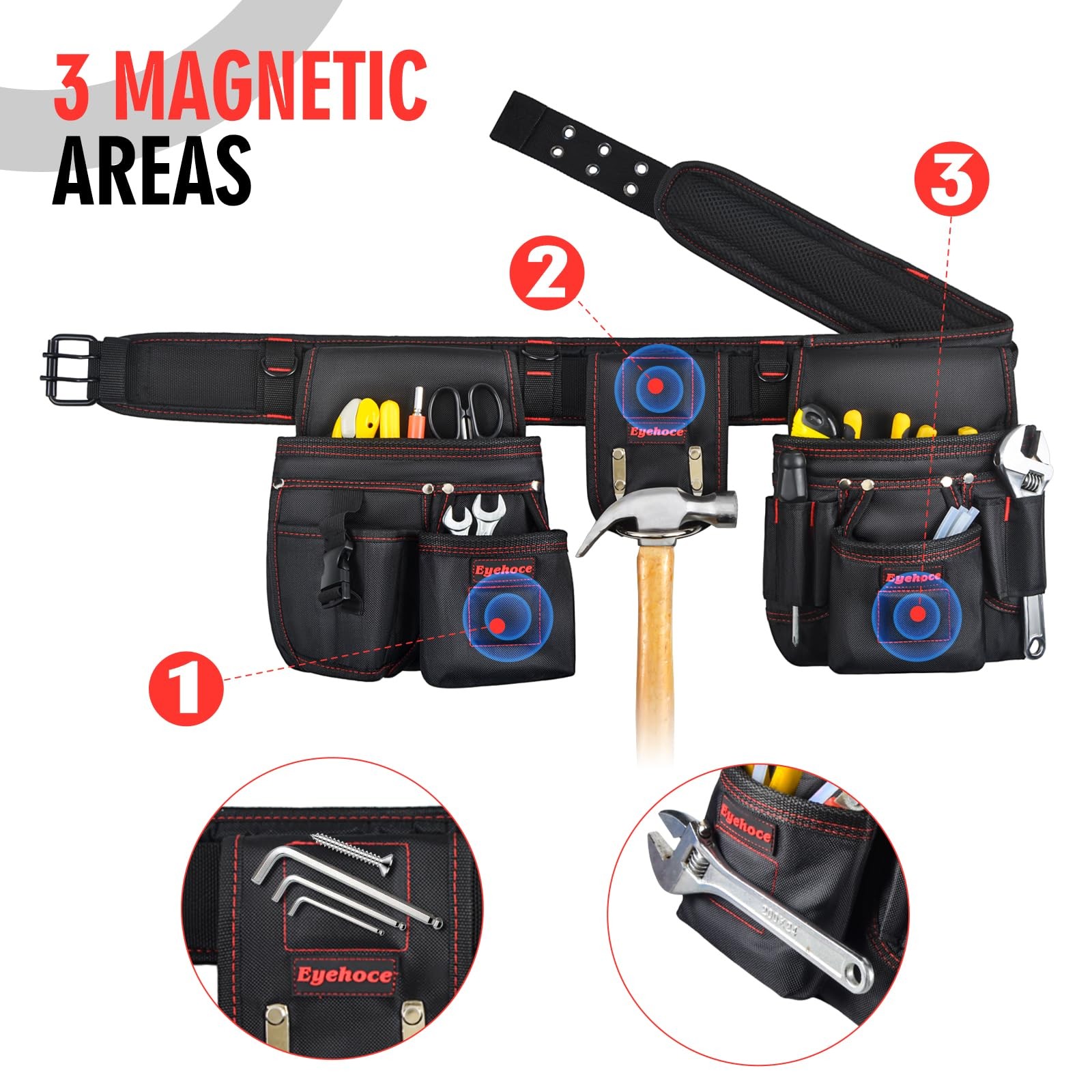 Heavy Duty Tool Belt with Padded Suspenders – Adjustable Multi-Pouch Rig