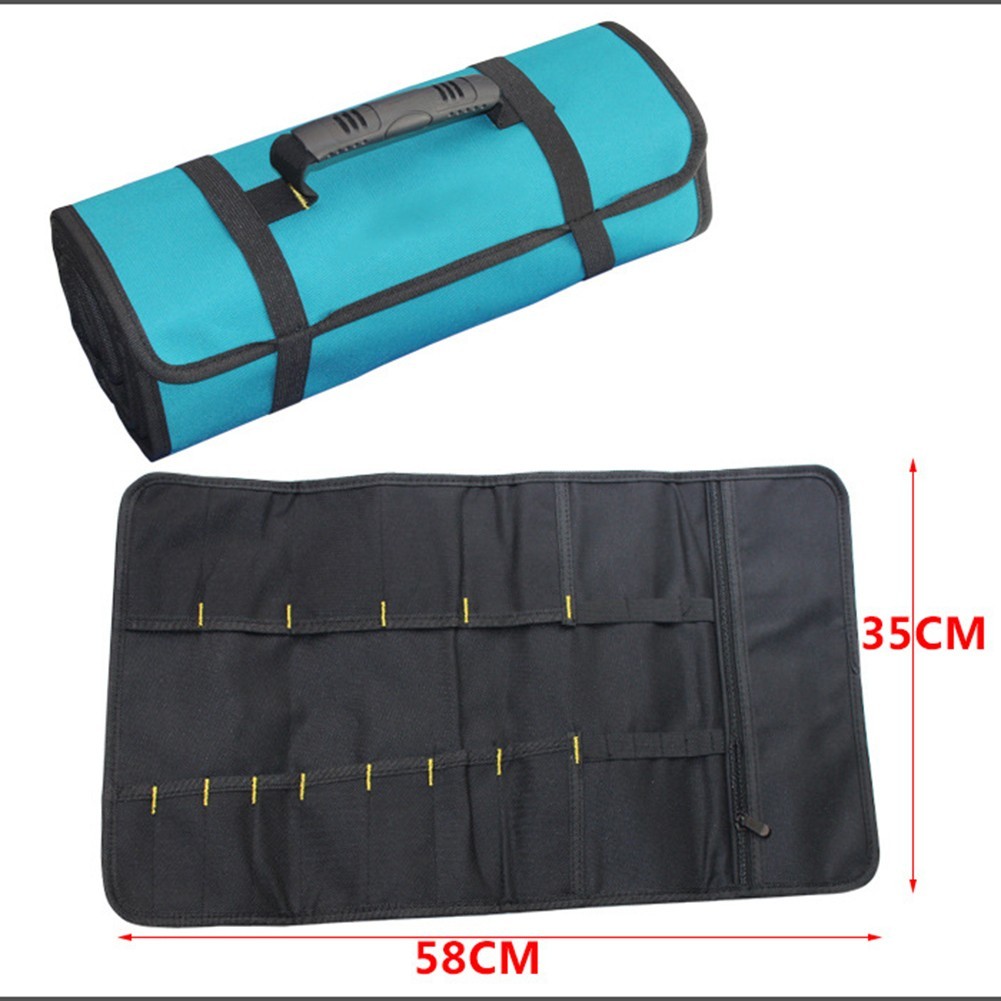 Sturdy Tool Storage Bag for Electricians 600D Oxford Cloth Zippered Pockets