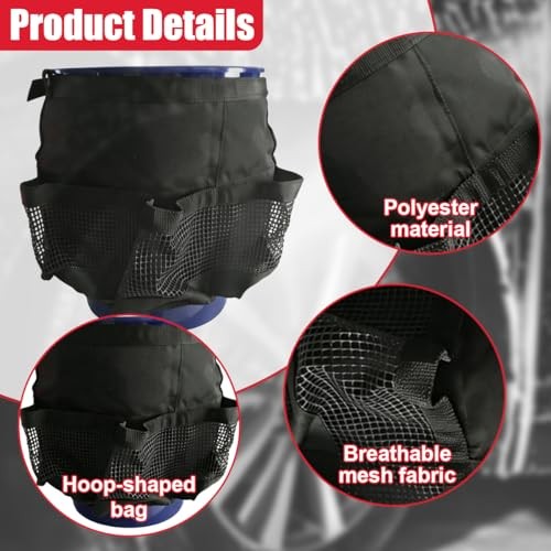 Craedli 5 Gallon Bucket Tool Organizer Bag Car Wash Caddy with Mesh Black