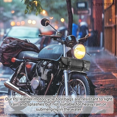 Motorcycle Tool Bag, Motorcycle Fork Bag PU Leather Large Black Crocodile