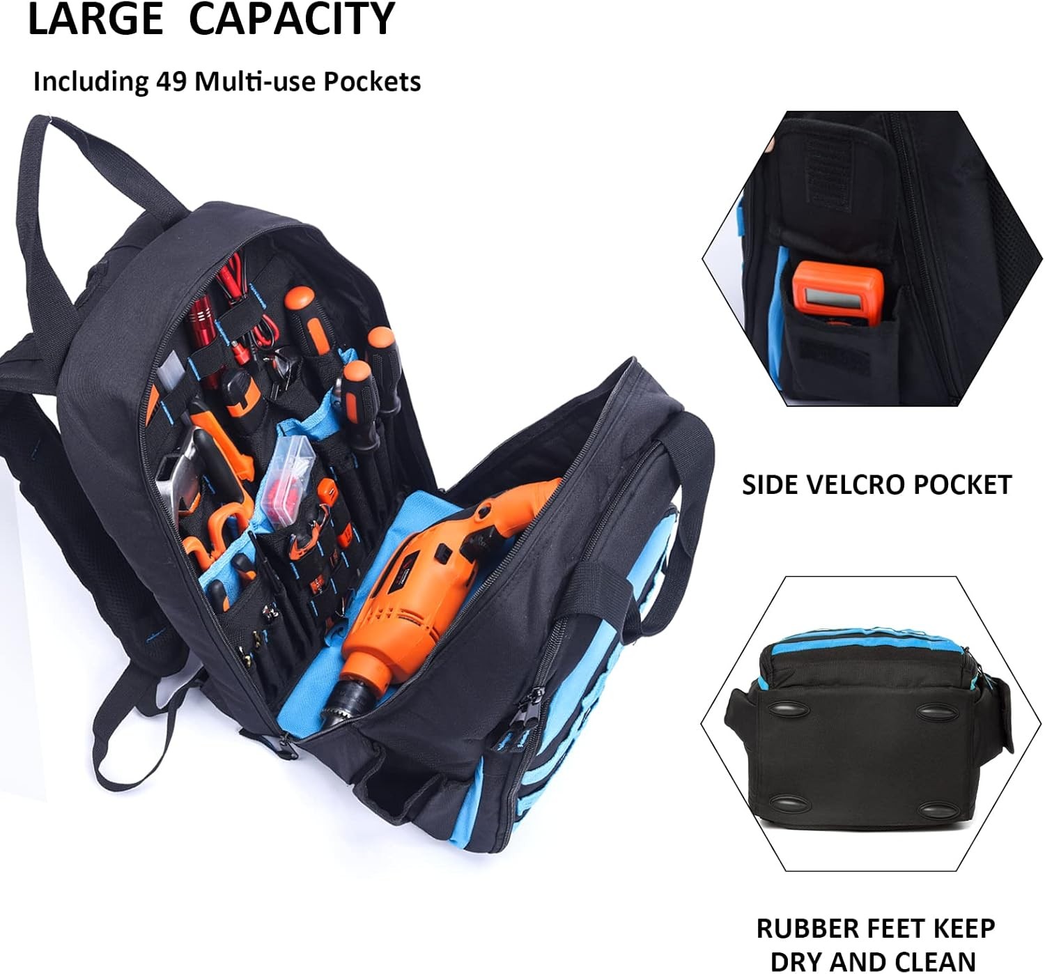 Tool Backpack for Men, Heavy Duty Work Bag for Construction, HVAC & Repair
