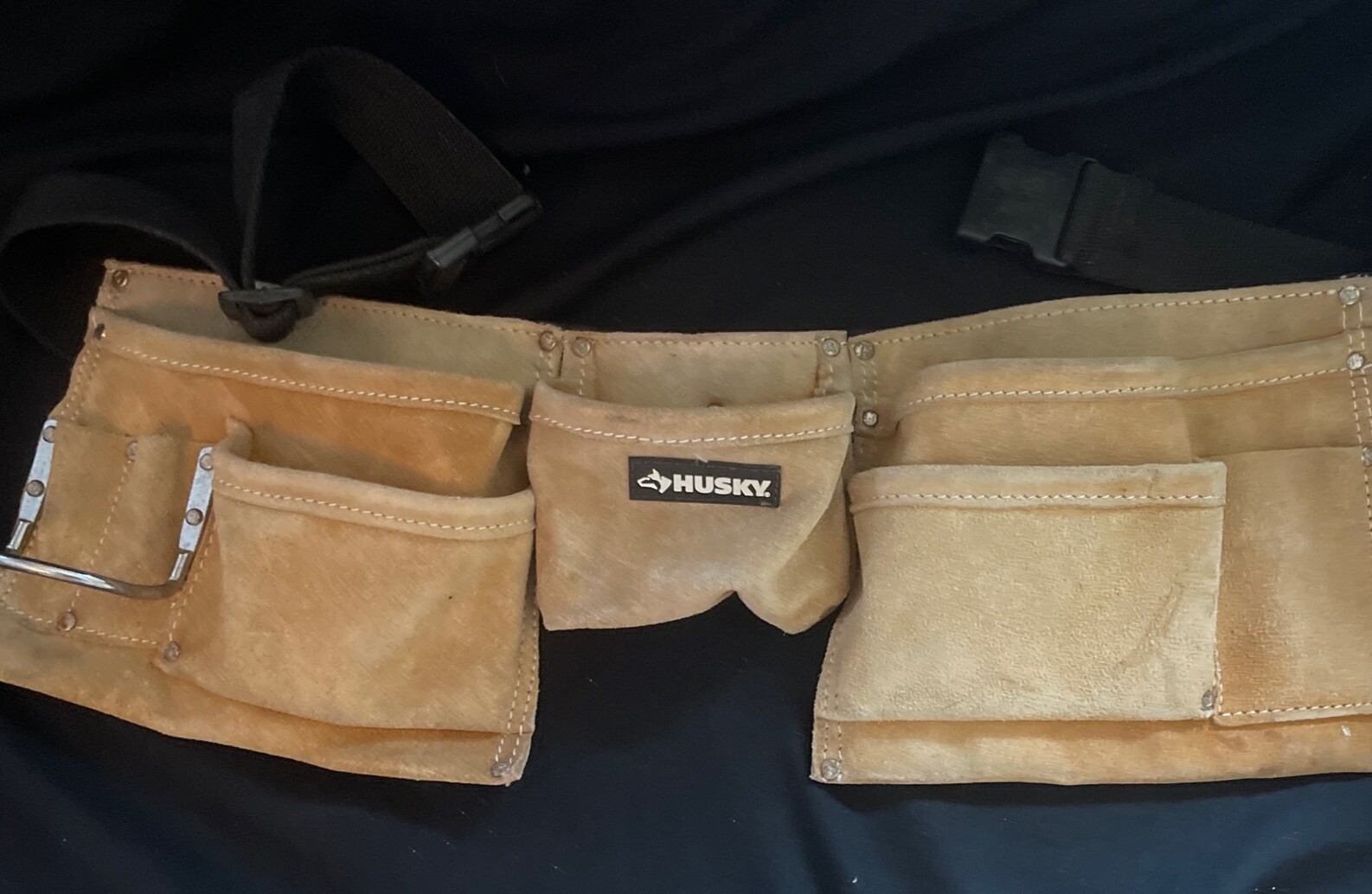 HUSKY NO 370X2 Leather Utility Work Belt With Pouches Custom Leather Craft