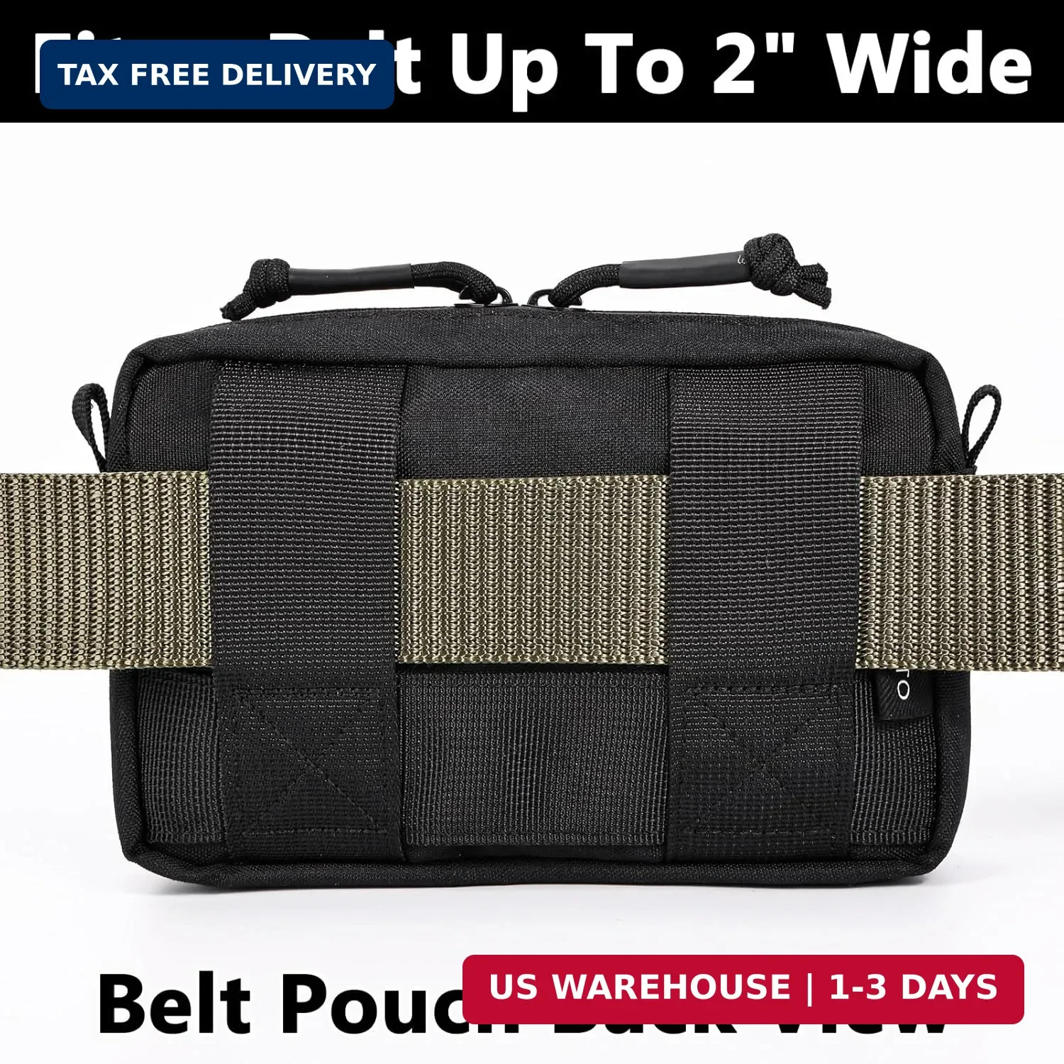 Small Belt Bag for Men Water Resistant EDC Pocket Organizer USA Flag Hiking Work