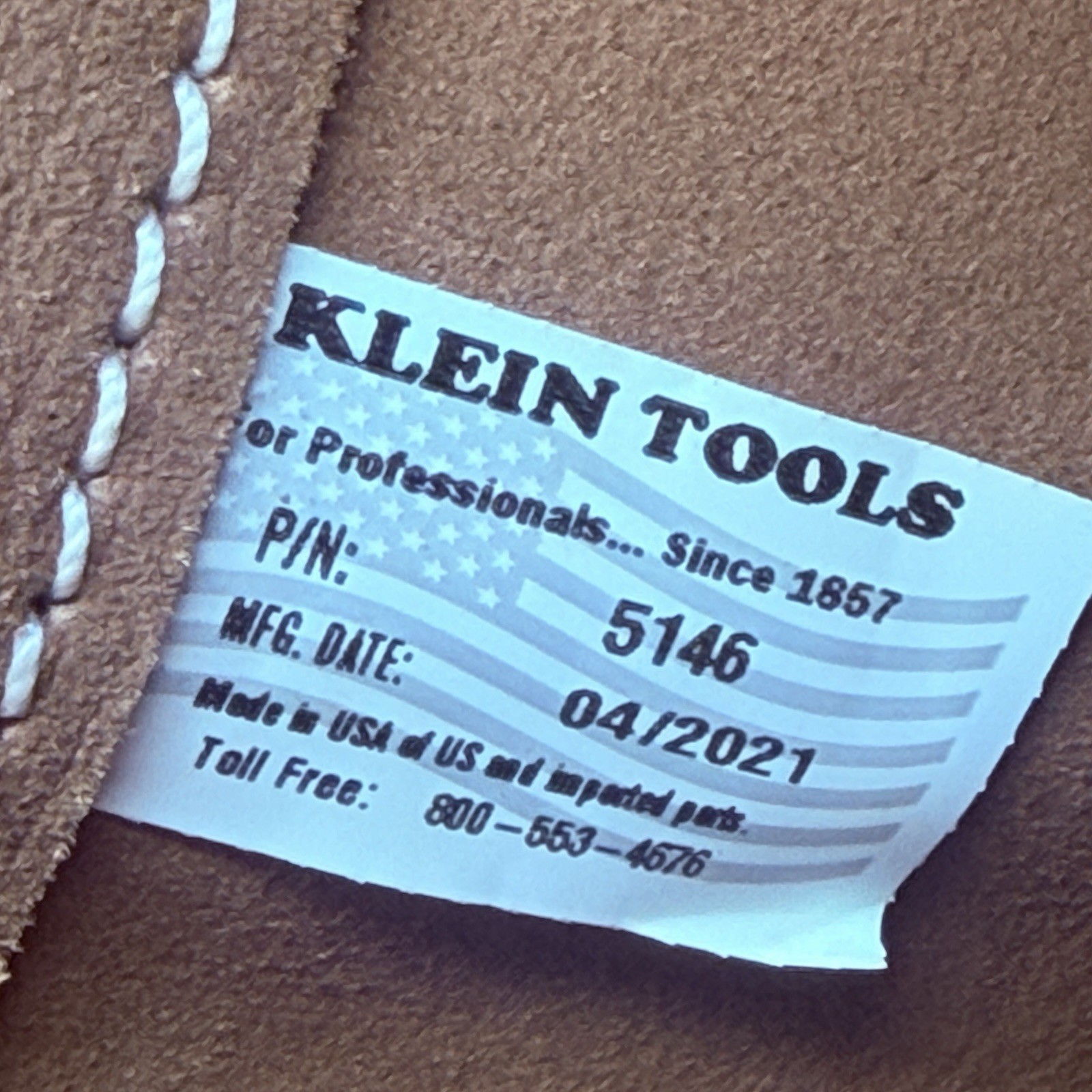 Klein Tools 5146 Tool Bag, Leather Tool Pouch Adjustable Belt Straps Made USA.