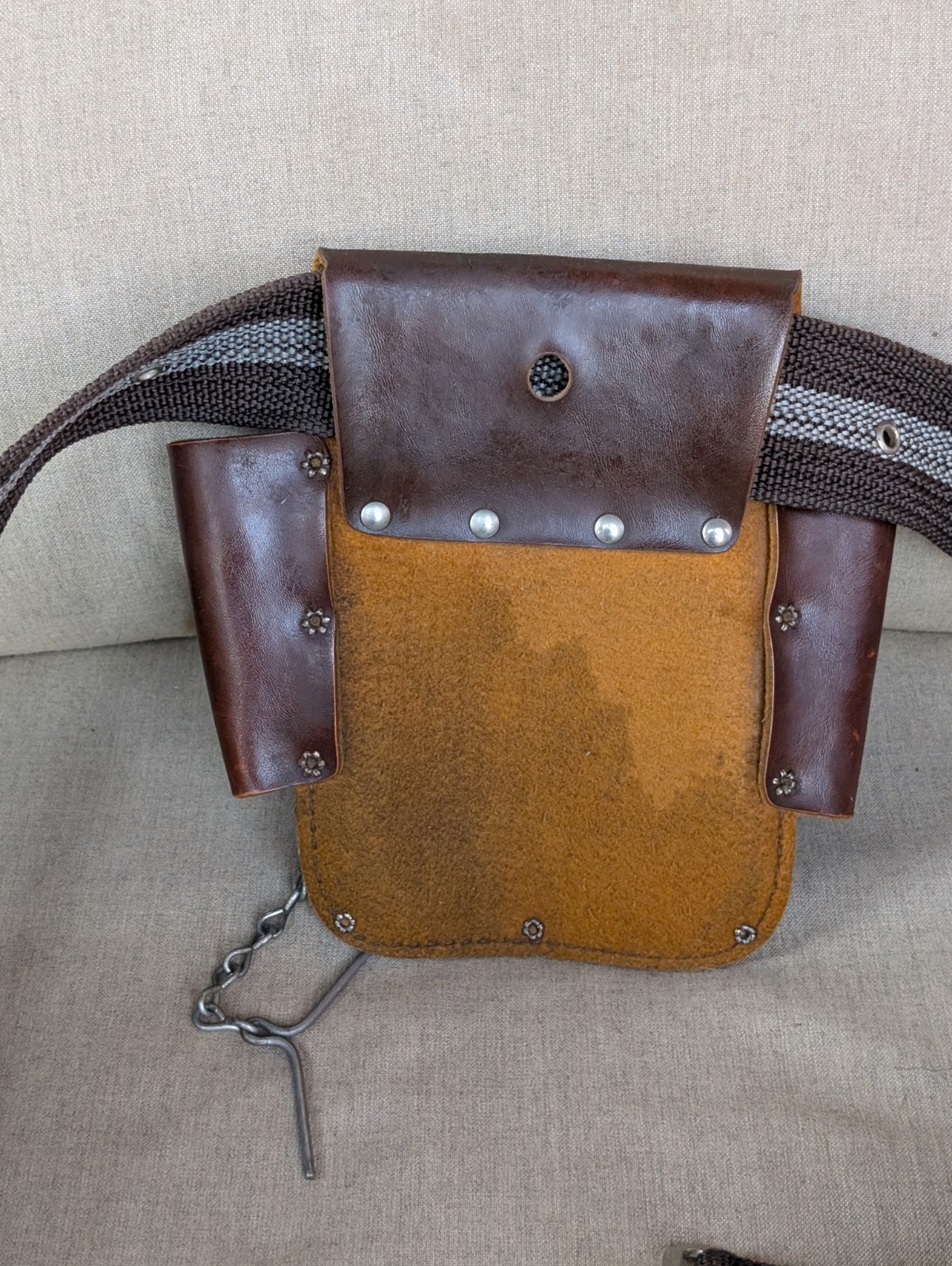 Vintage Master Mechanic Leather Tool Pouch MM 3438 True Value & Web Belt Set