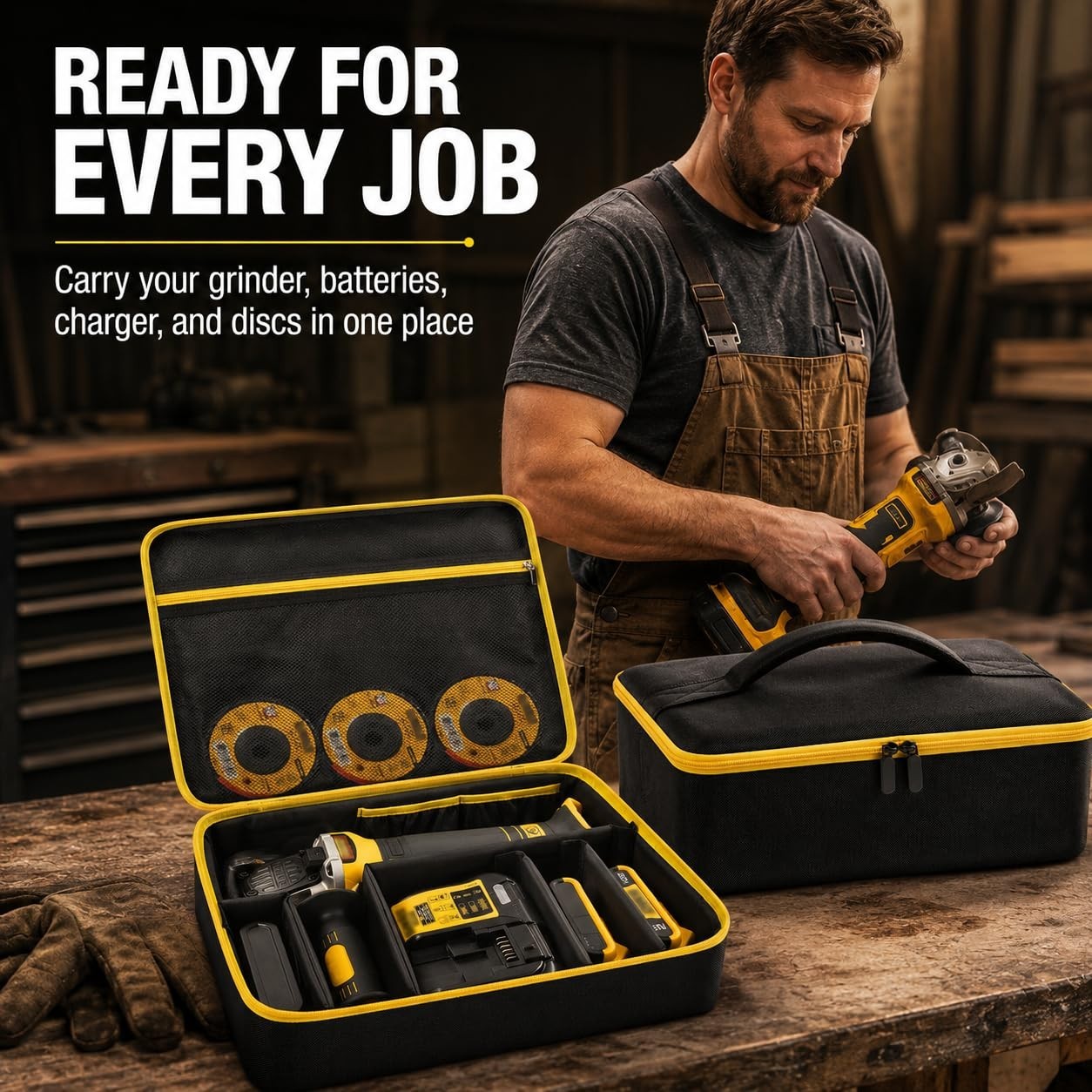 Angle Grinder Tool Bag for 20V MAX & FLEXVOLT ADVANTAGE – Storage for Battery, C
