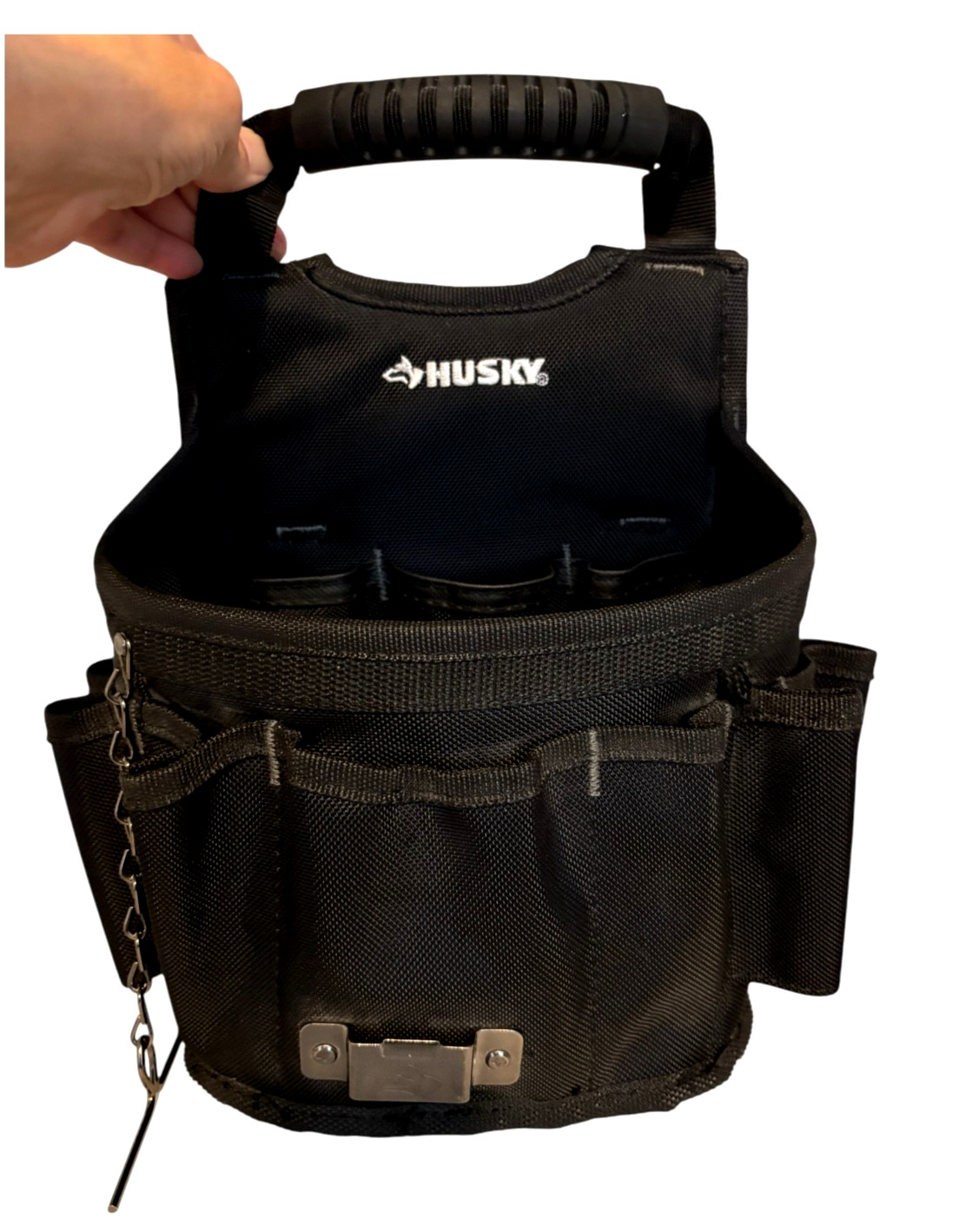 Husky Black 17-Pocket Tool Pouch Caddy Utility Holder for Belt or Stand Alone
