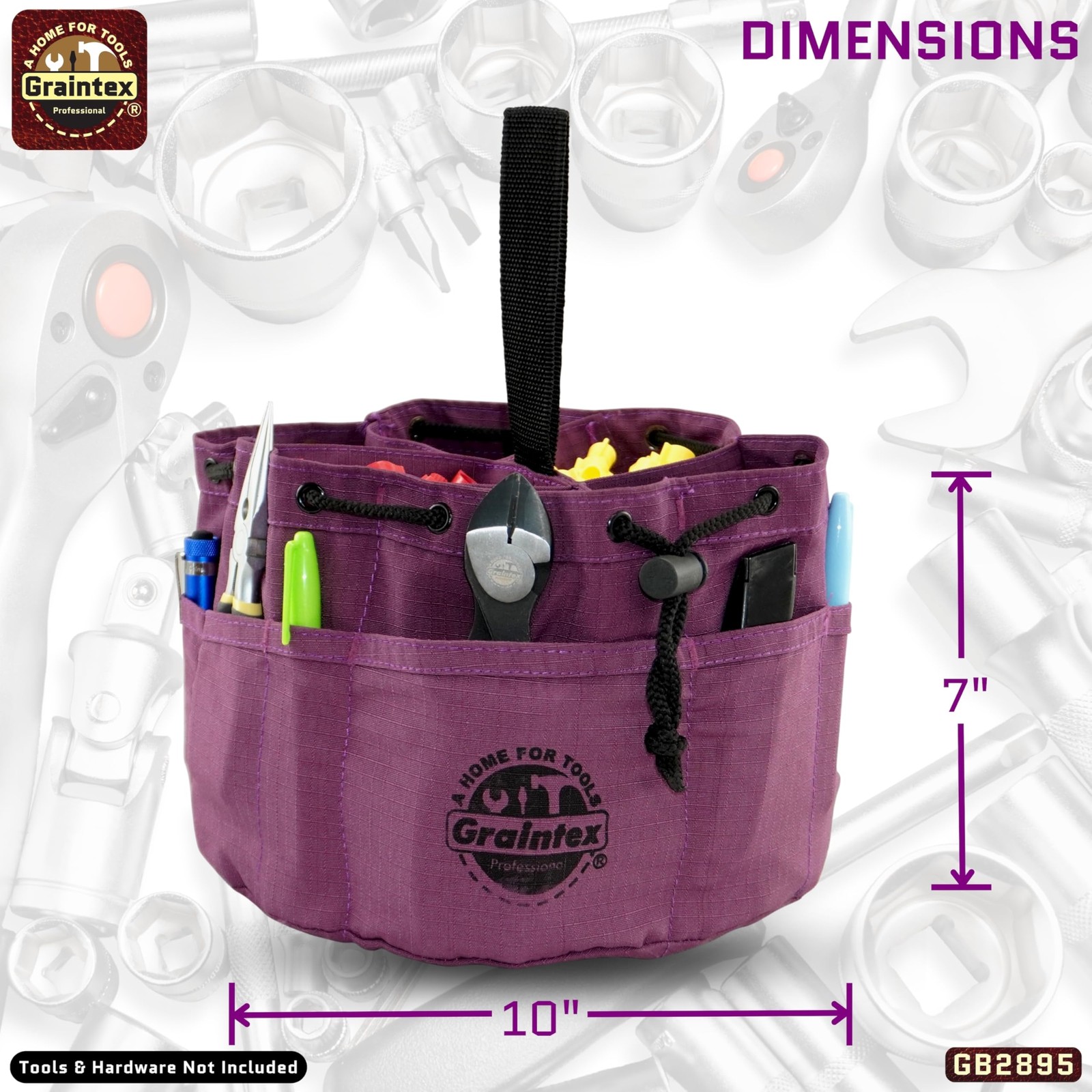 Graintex 18 Pockets Grab Bag Rip-stop Canvas Drawstring – Purple GB2895