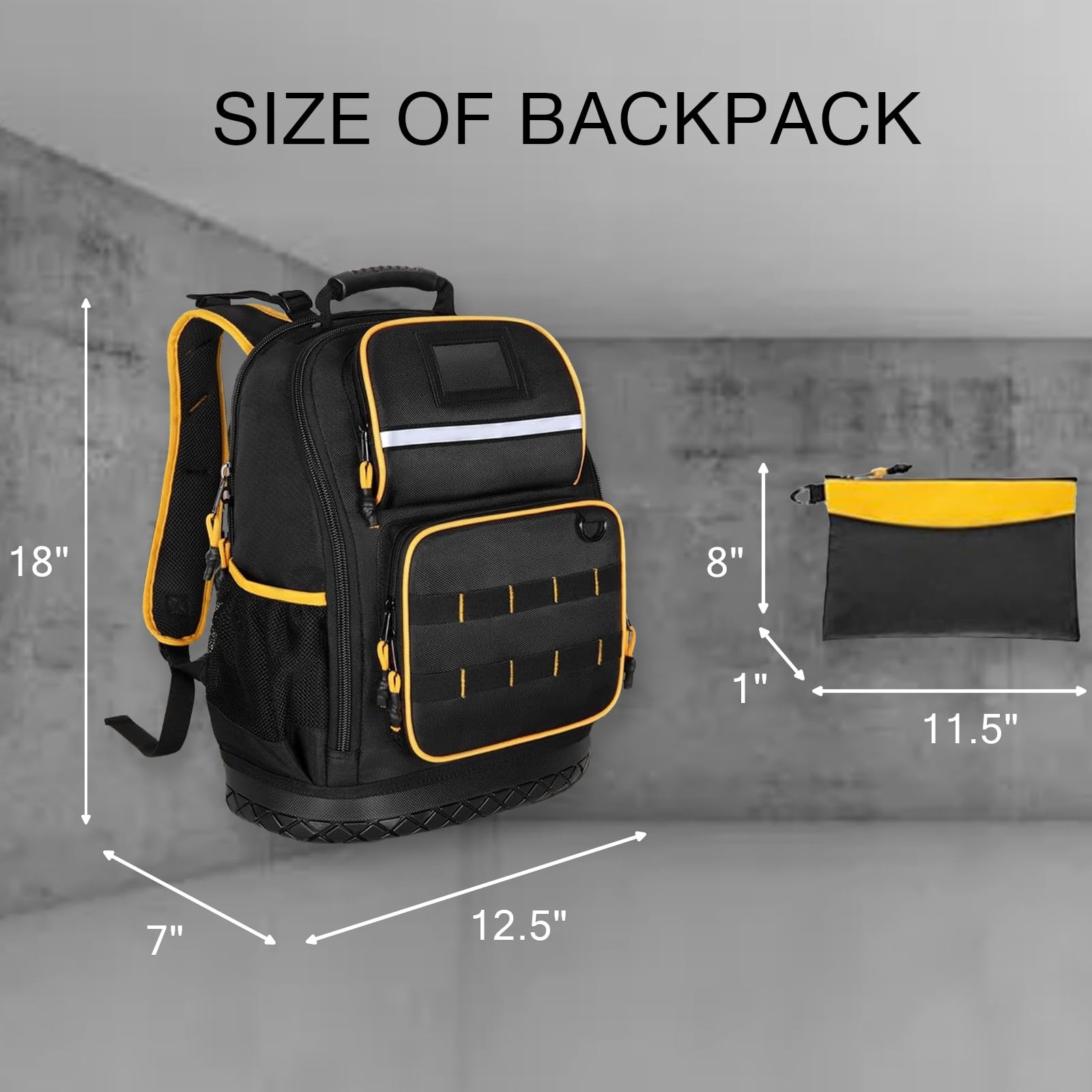 Heavy Duty Tool Storage Backpack with Molded Waterproof Hard Bottom, Large Ca…