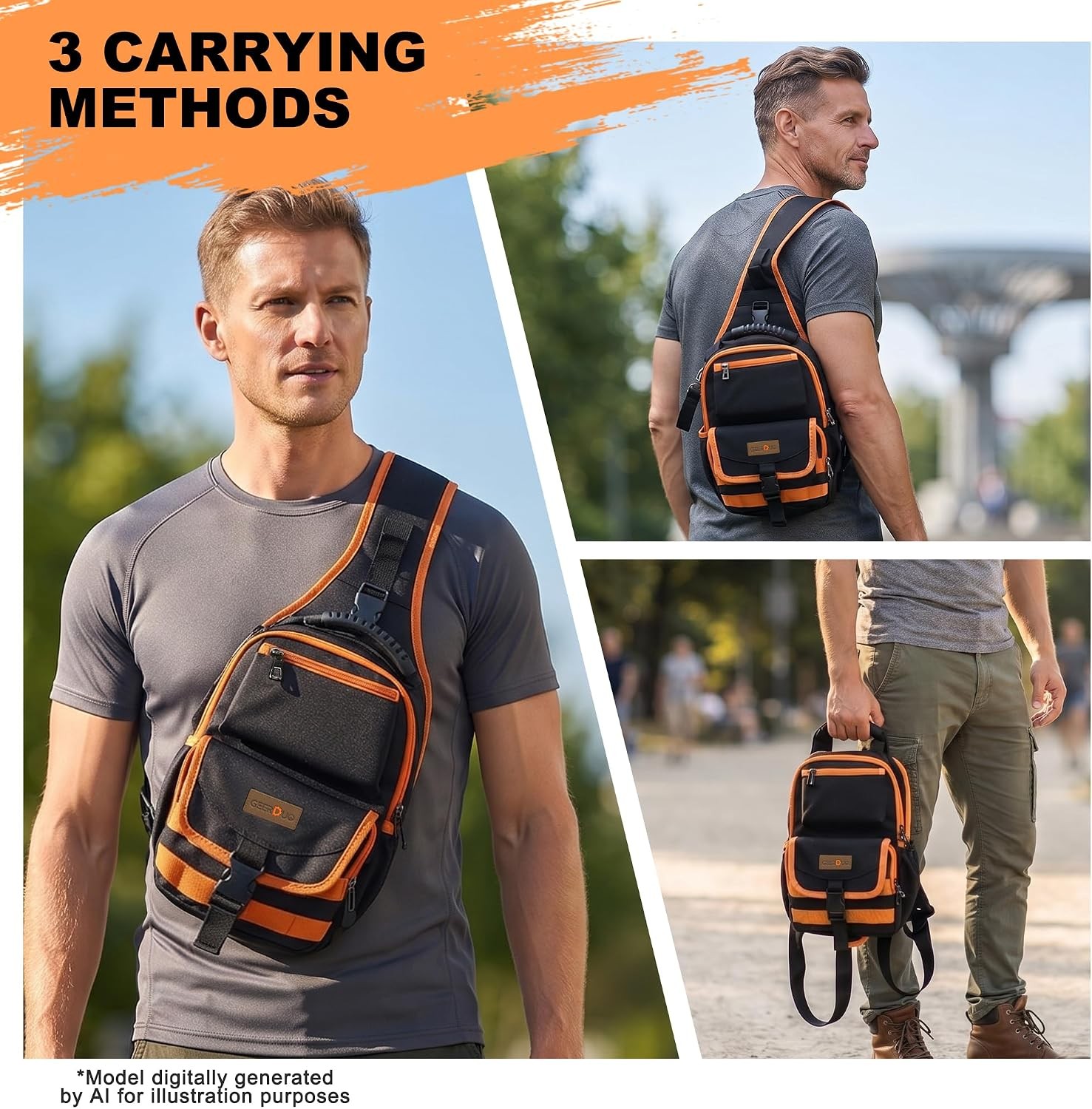Sling Tool Bag Heavy Duty Canvas Electrician Tool Pouch with Hanging Buckle,