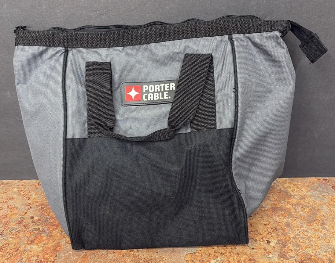Porter Cable Heavy Duty Tool Bag Tote Handles Zipper Gray Black 9″x13″x18″ M