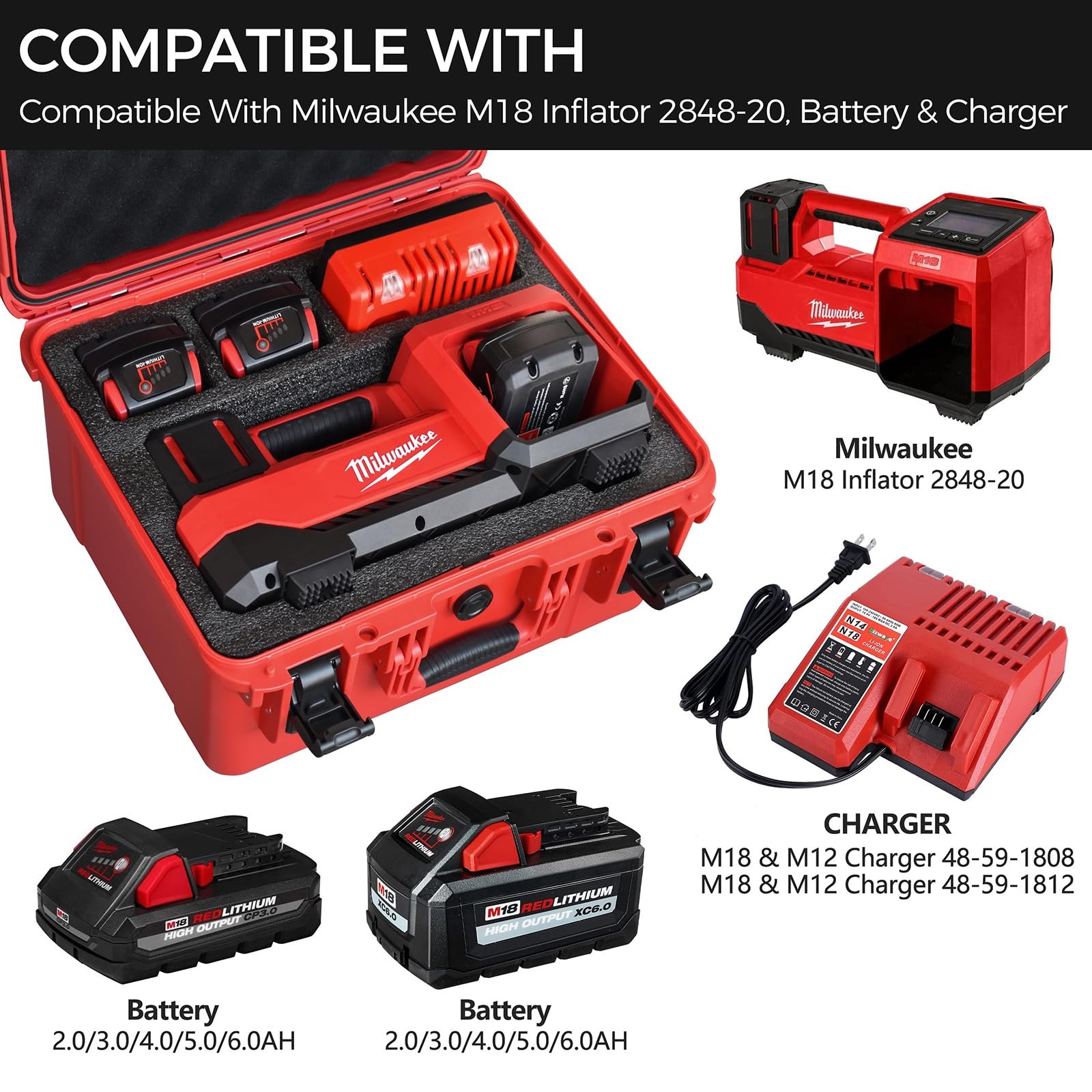 Air Compressor Hard Storage Case for Milwaukee M18 Inflator 2848-20 – Waterpr…