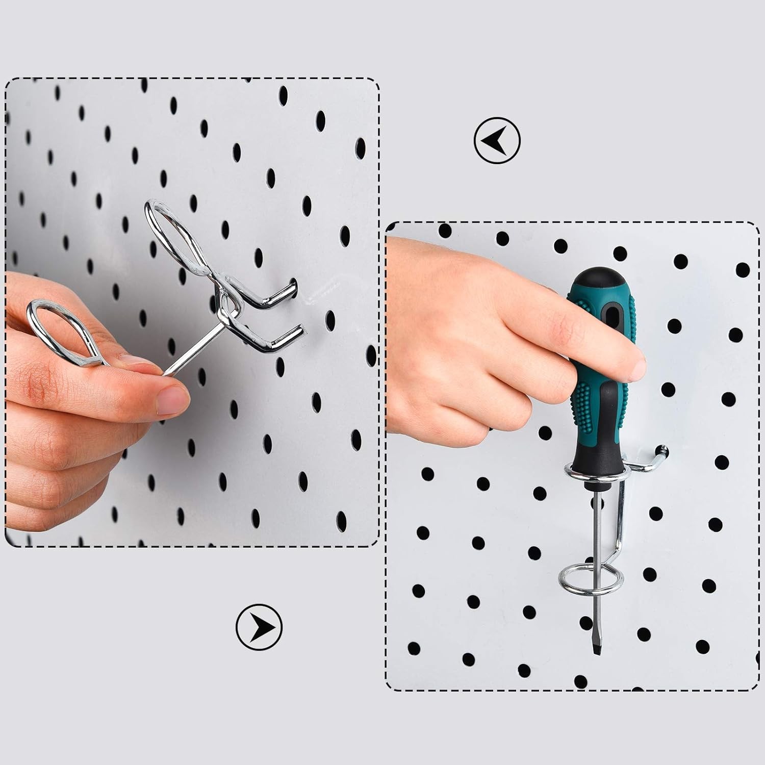 Double-Ring Tool Holders Pegboard Accessories Household Tools Organizer